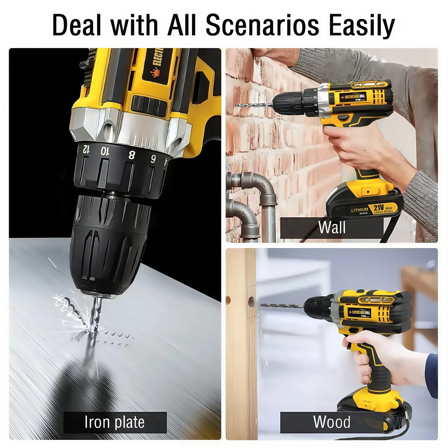 Cordless 21V Drill And Screwdriver Combo Kit For DIY