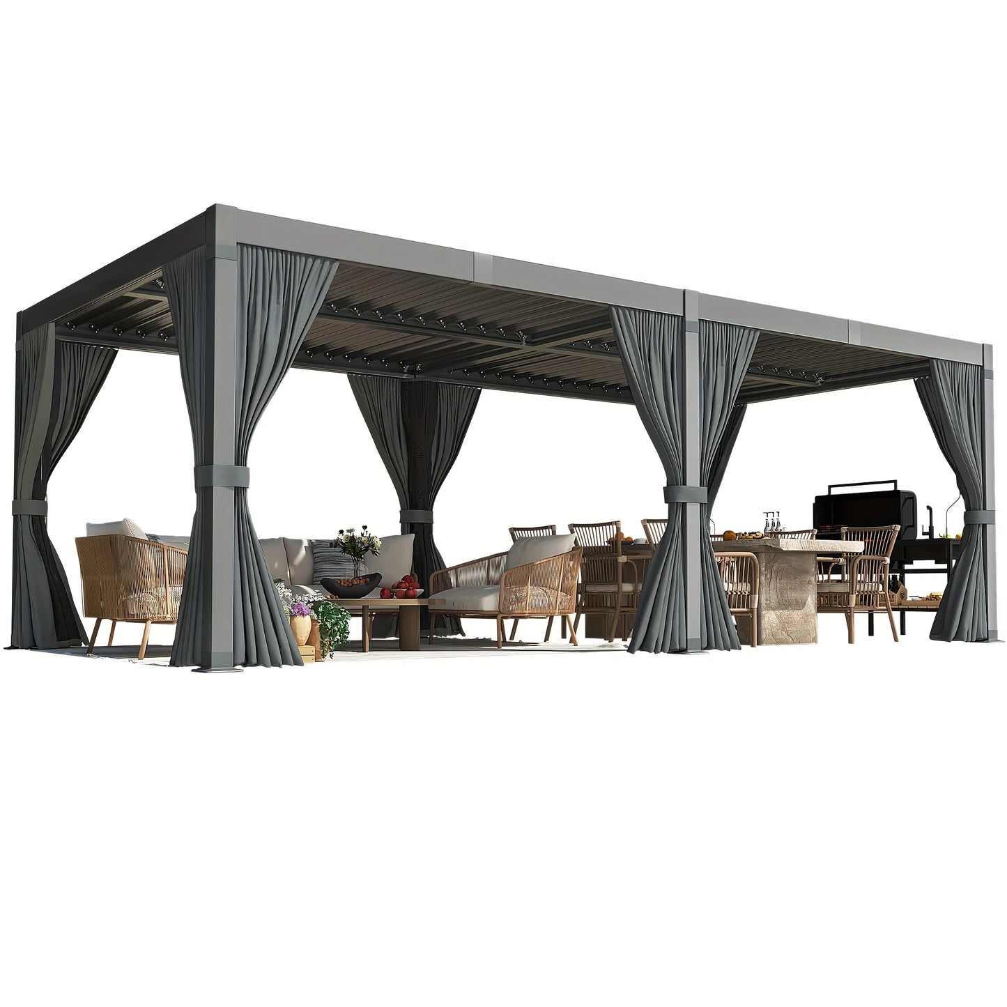 VIWAT Louvered Pergola Gazebo With Waterproof Roof For All Weather Outdoor