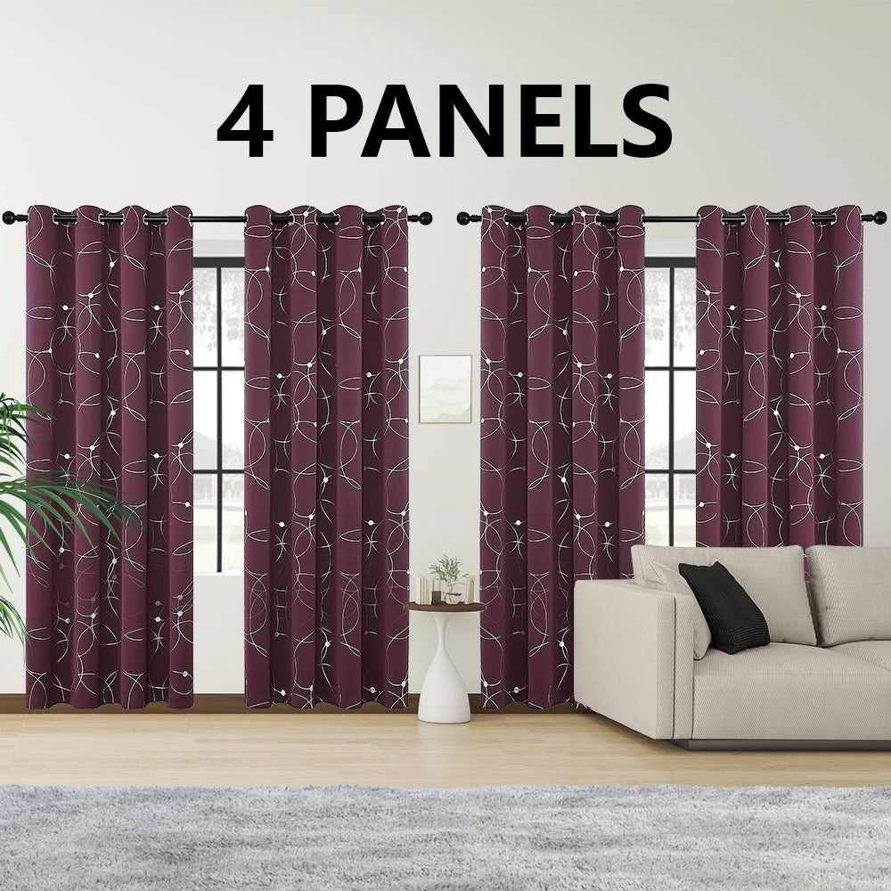 Blackout Curtains Grommet Thermal Insulated 4 Piece Set
