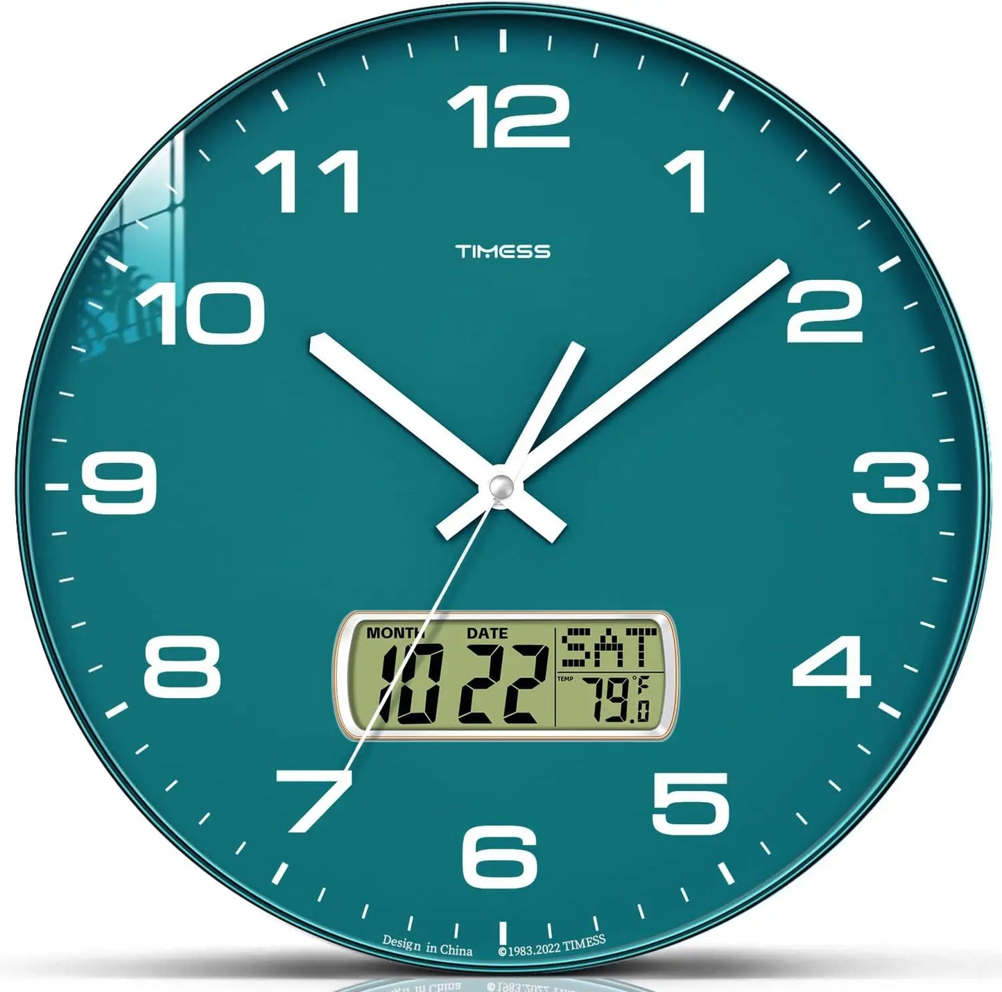 Timess Battery Operated Calendar Wall Clock With Fahrenheit Temperature Display