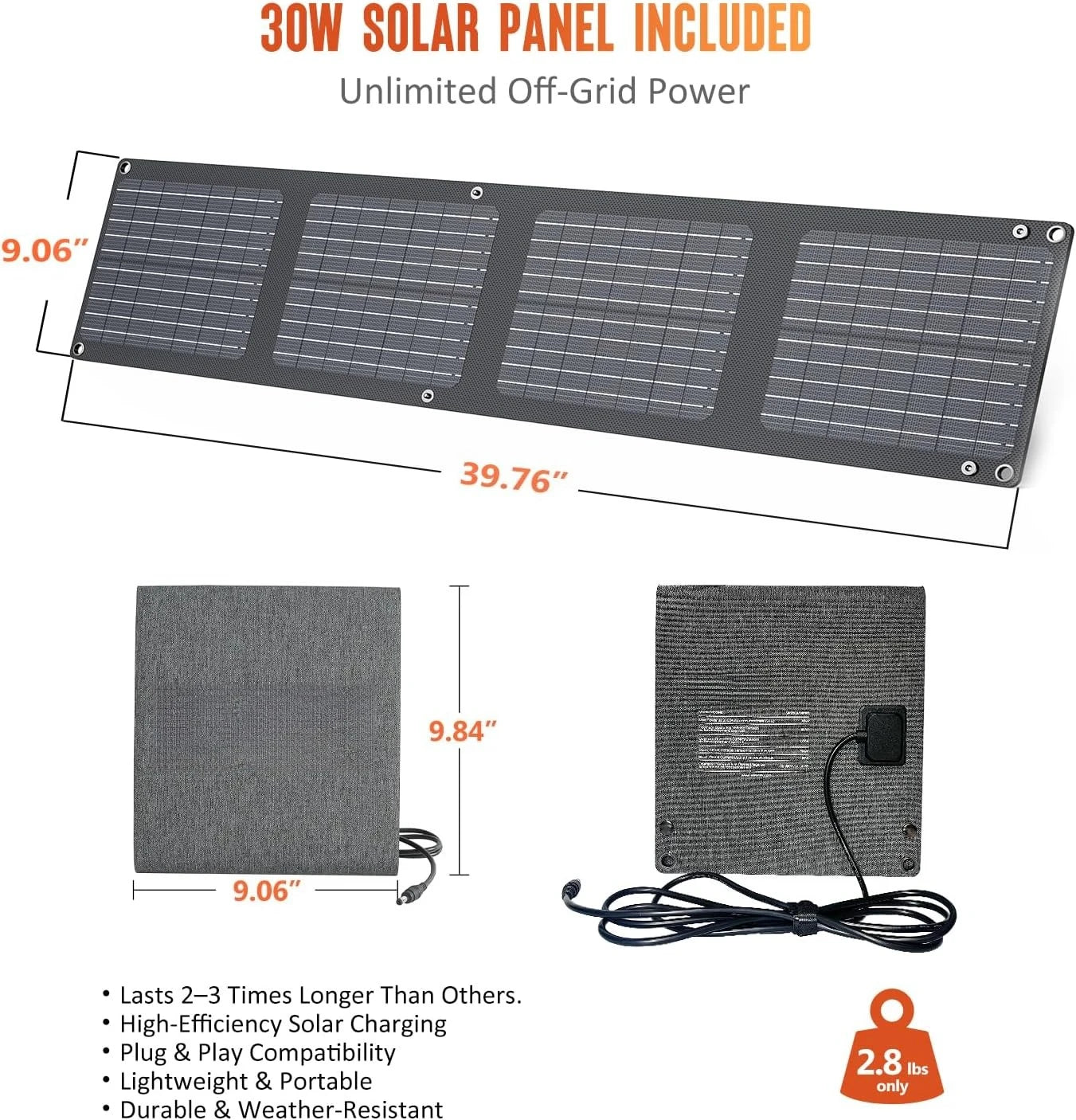 155Wh Portable Power Station With 30W Solar Panel For Camping