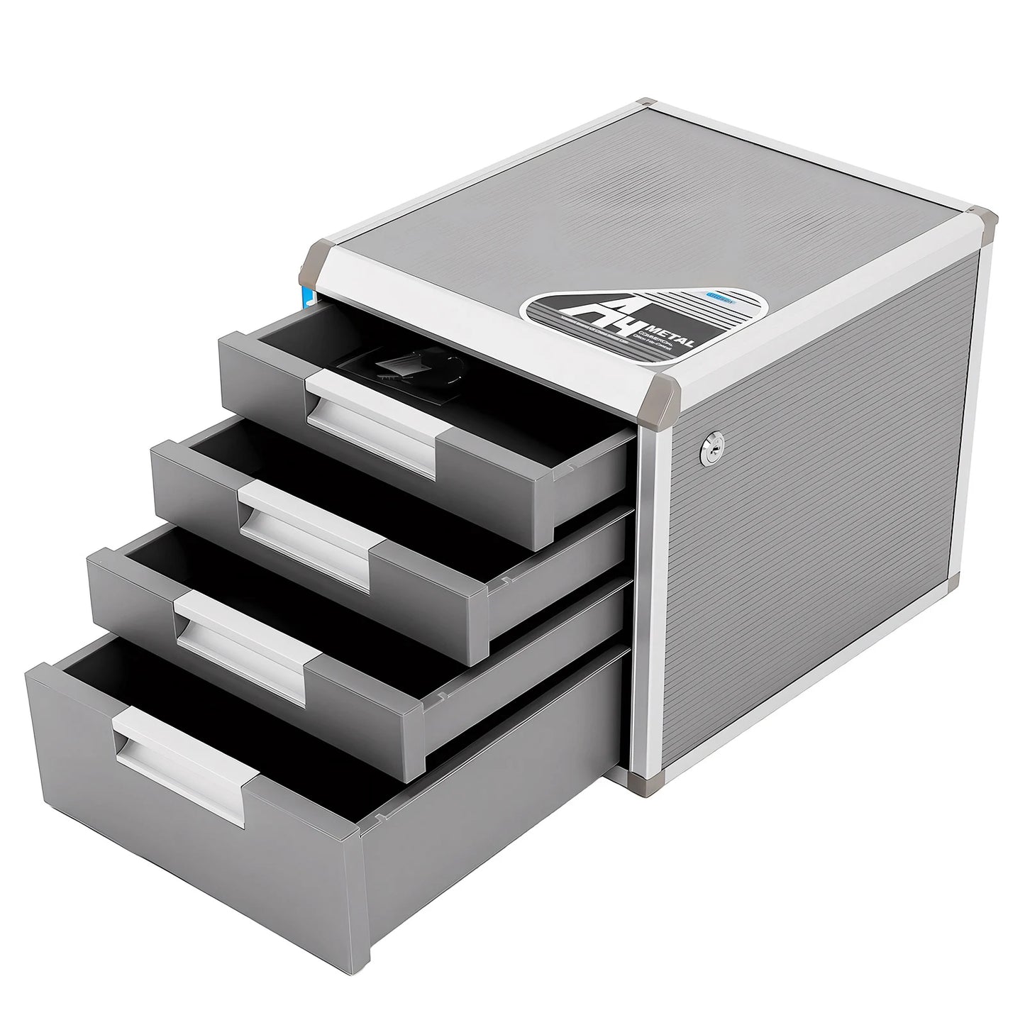 Bymaocar 4 Drawer Locking Desk Organizer Aluminum Alloy