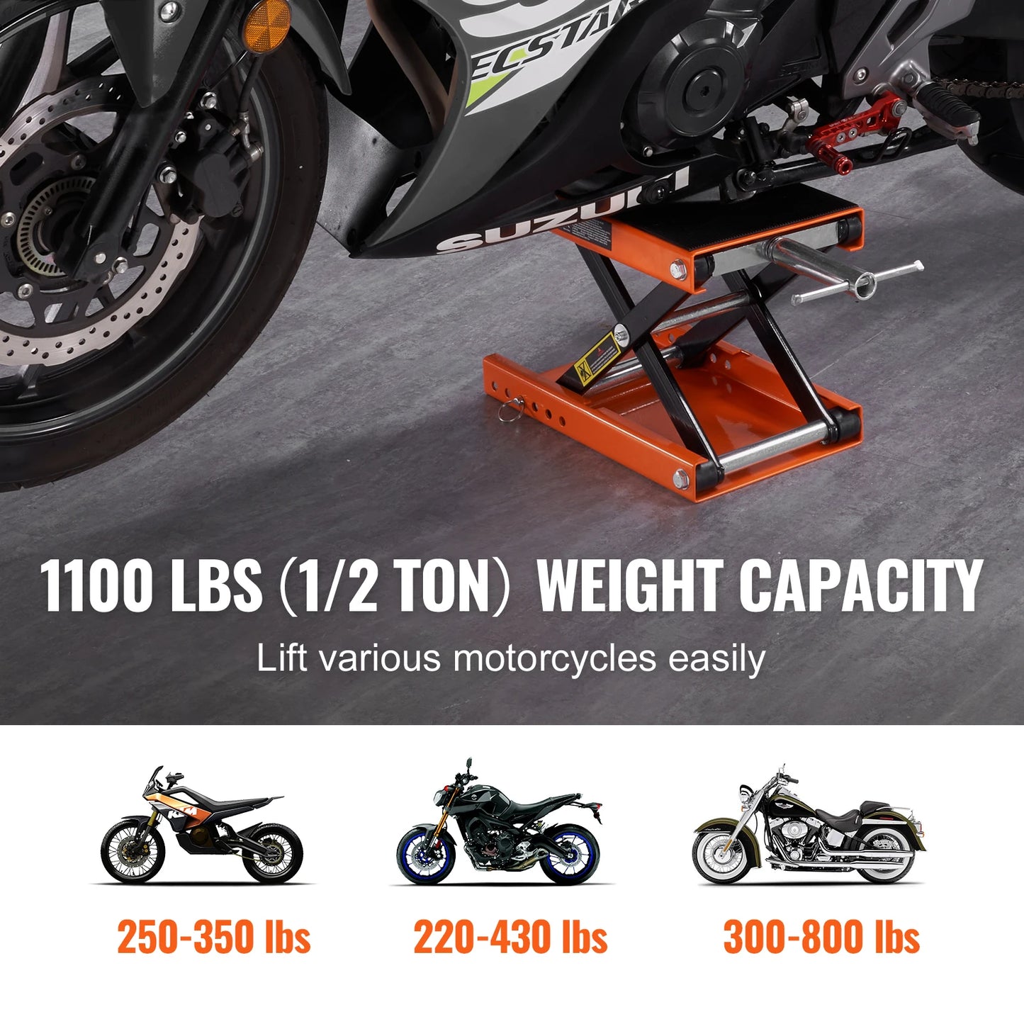 SucceBuy 1100 Lbs Motorcycle Lift Scissor Jack With Wide Deck