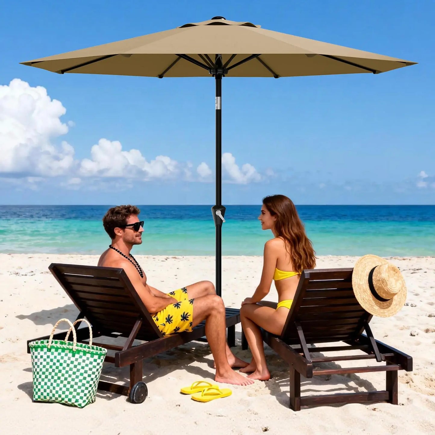 HiMISS Crank Tilt Outdoor Patio Umbrella With UV Protection Waterproof