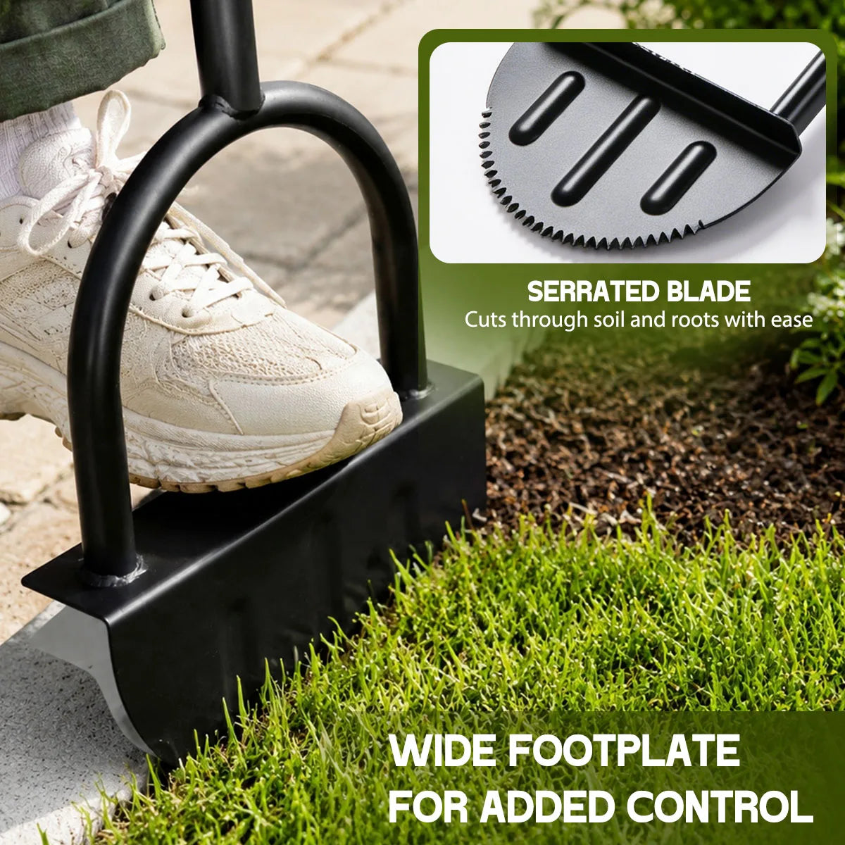 Heavy Duty Half Moon Lawn Edger With Serrated Blade And Ergonomic Handle
