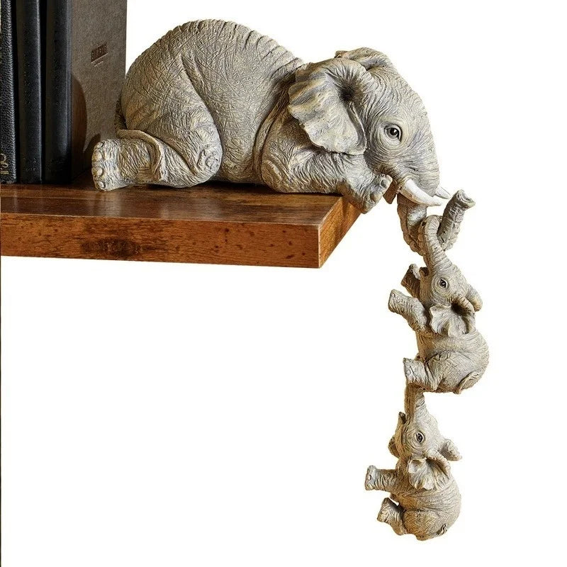 Cute Elephant Figurines 3 Piece Set Holding Baby Elephant Resin Home Decor Gift