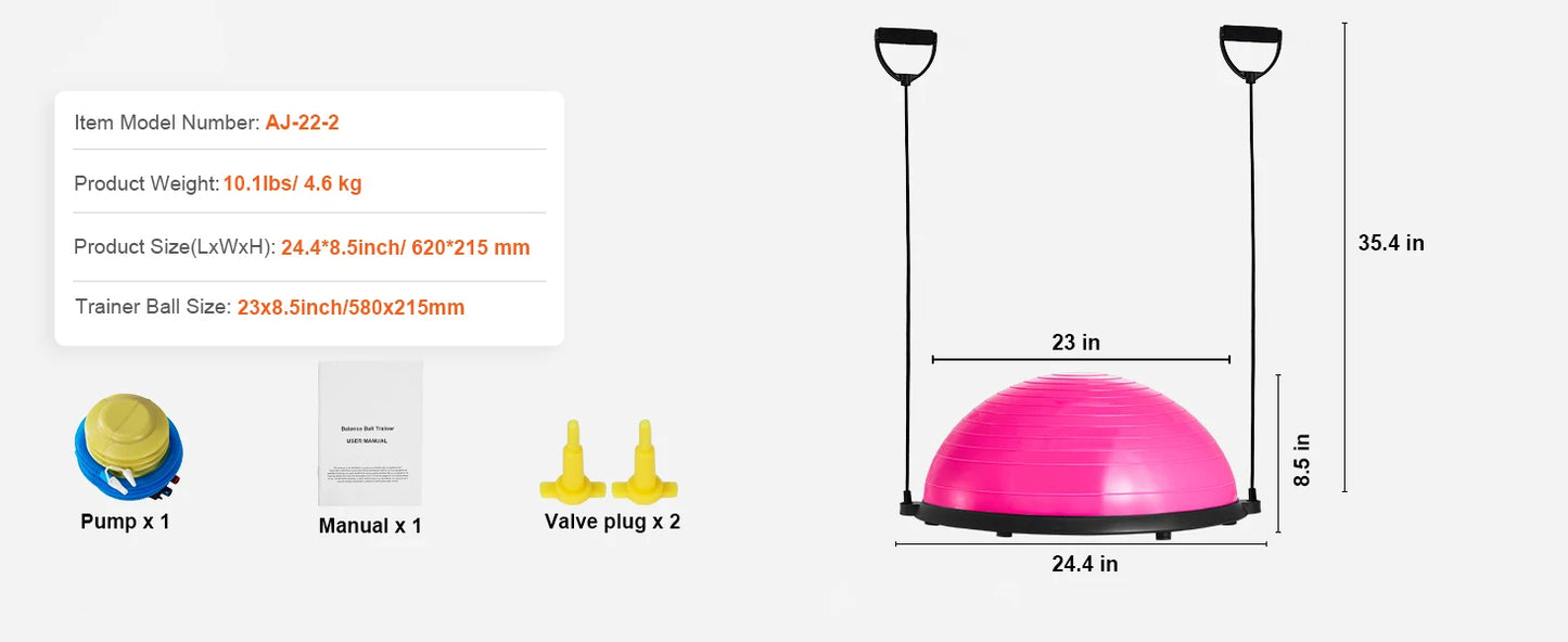 SucceBuy Half Exercise Ball Trainer With Resistance Bands