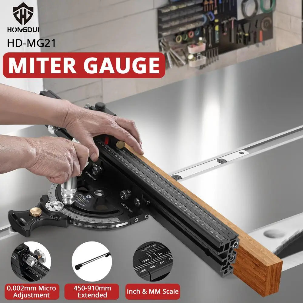 Hongdui HD-MG21 Miter Gauge With Extended Fence For Table Saw And Router Table