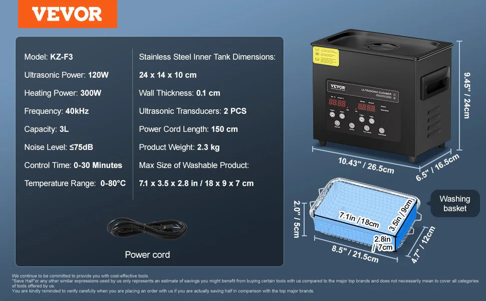 SucceBuy Ultrasonic Cleaner For Dishes And Home Appliances With Timer