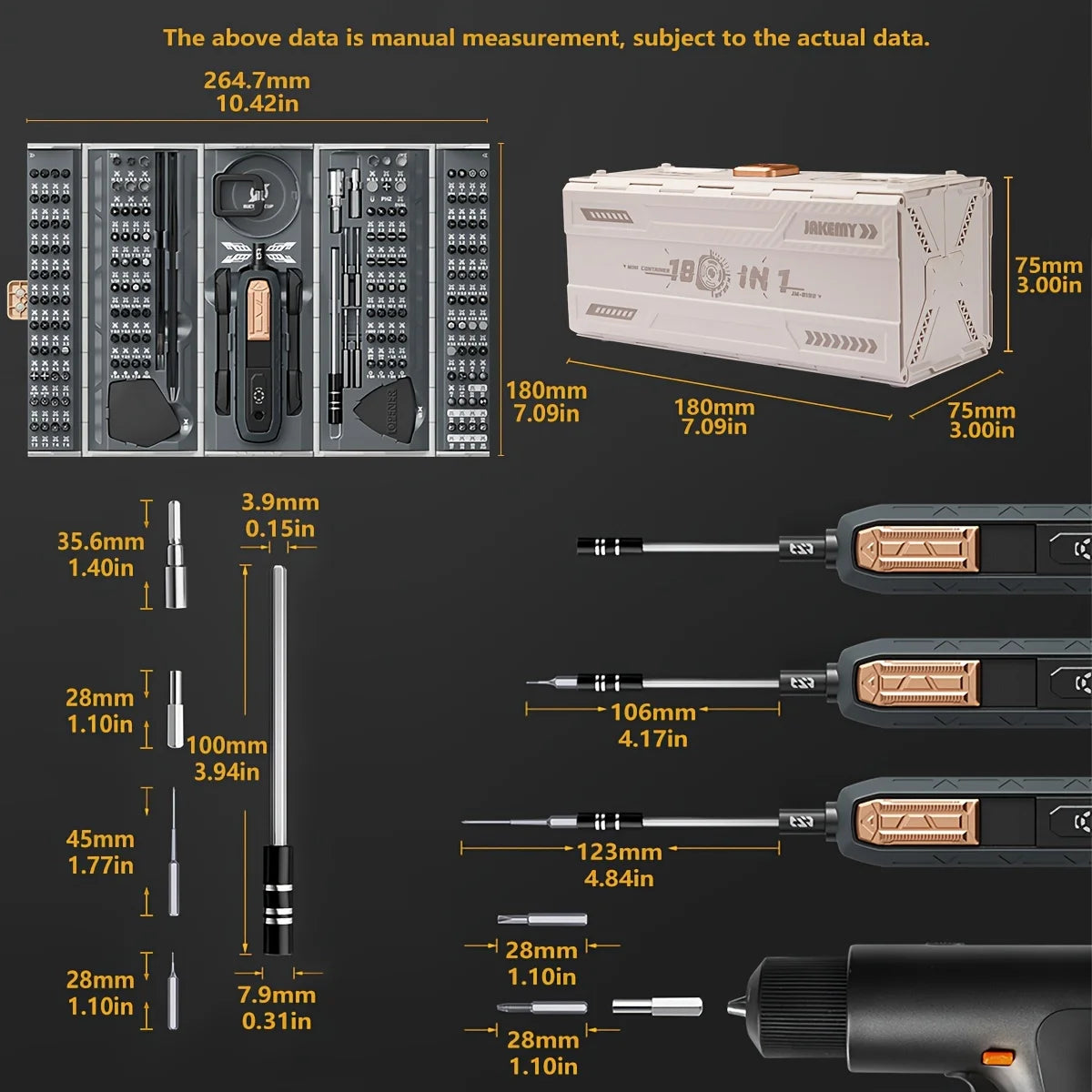 JAKEMY 180in1 Magnetic Screwdriver Set For iPhone PC Glasses Repair