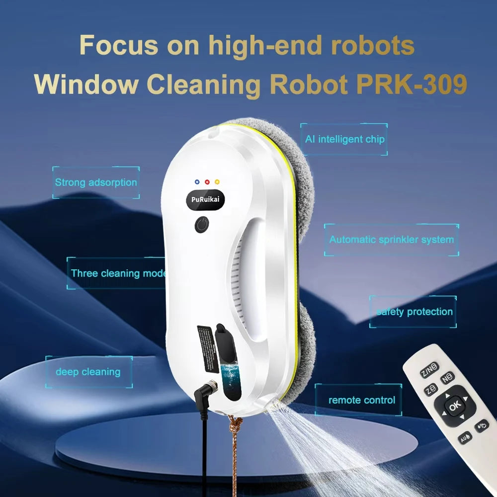 PuRuikai Window Cleaning Robot With Water Spraying and Edge Detection