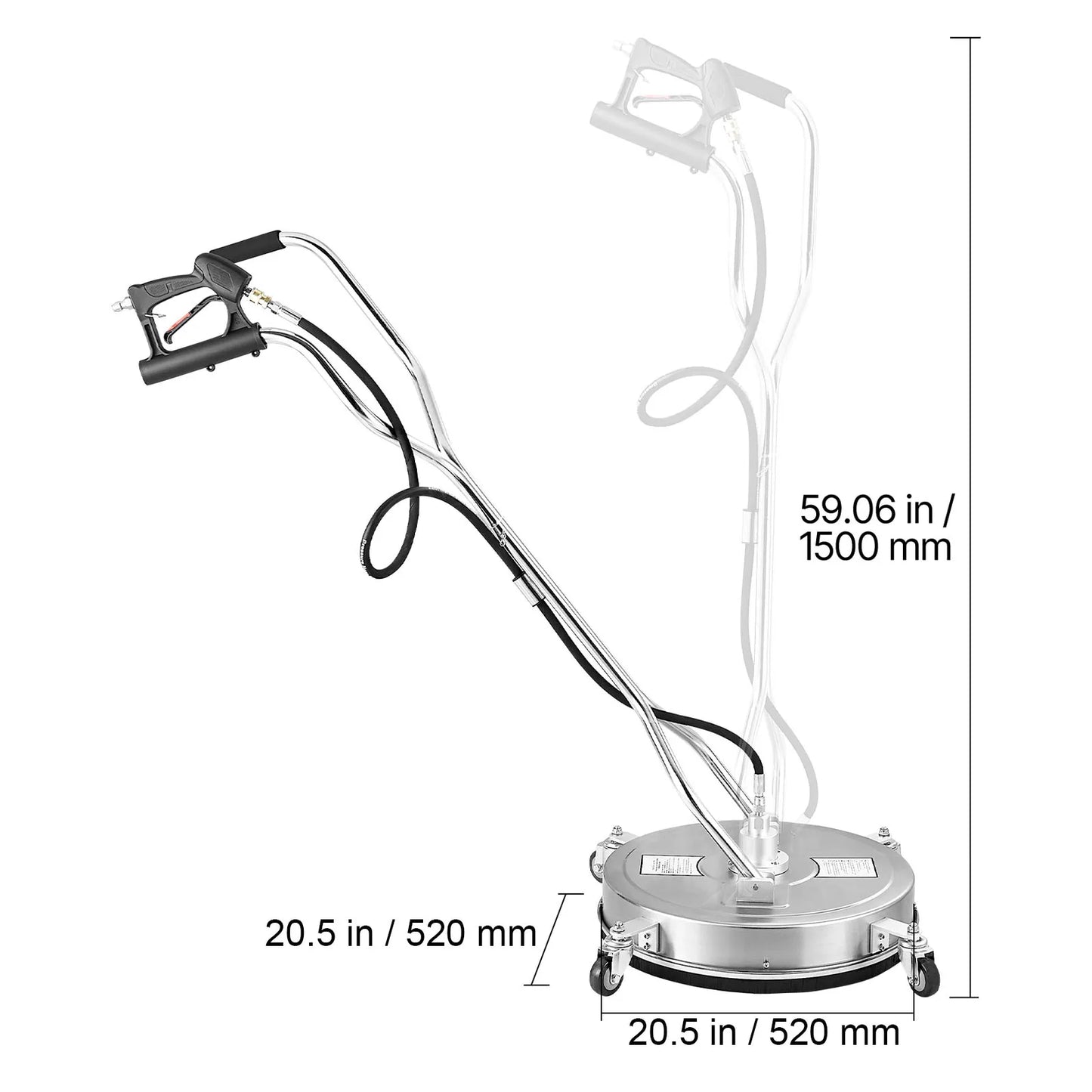 VEVOR Pressure Washer Surface Cleaner Stainless Steel With 4 Wheels