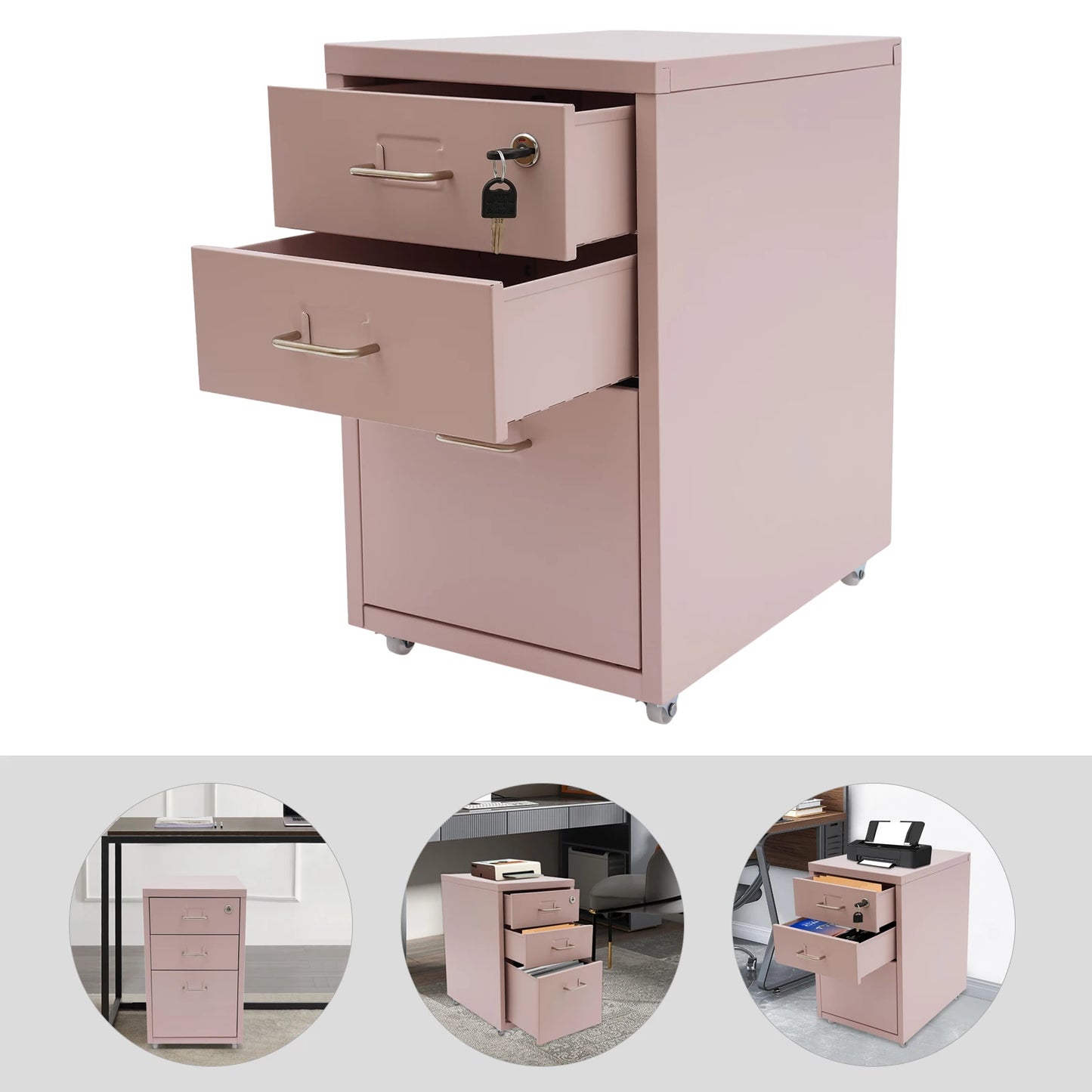Metal Vertical File Cabinet With Lock For Office Or Study