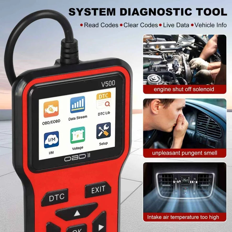 V500 OBD2 Scanner Code Reader With Color Screen And ECU Health