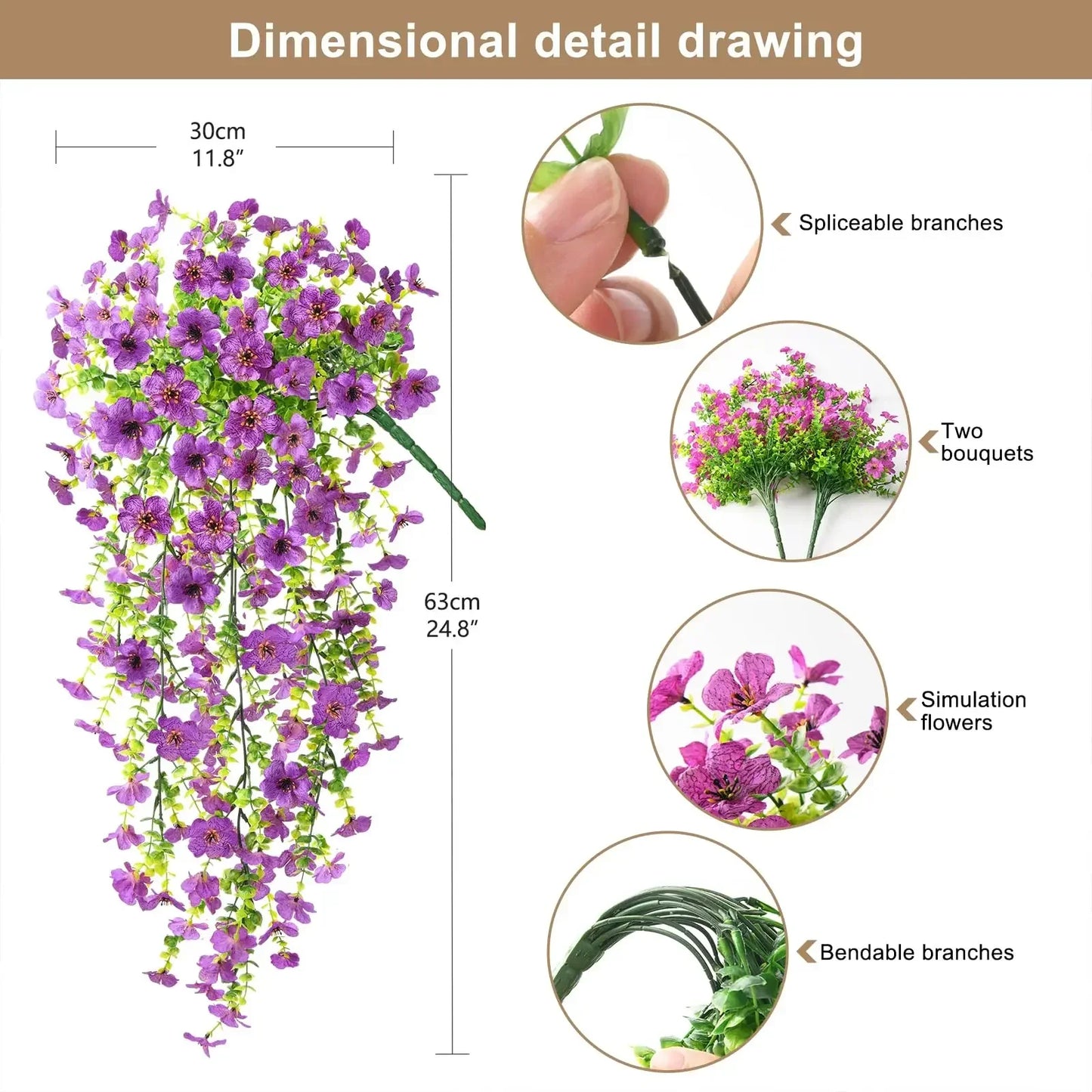 Artificial Daisy Eucalyptus Hanging Garland 2 Pack For Indoor Outdoor Decor