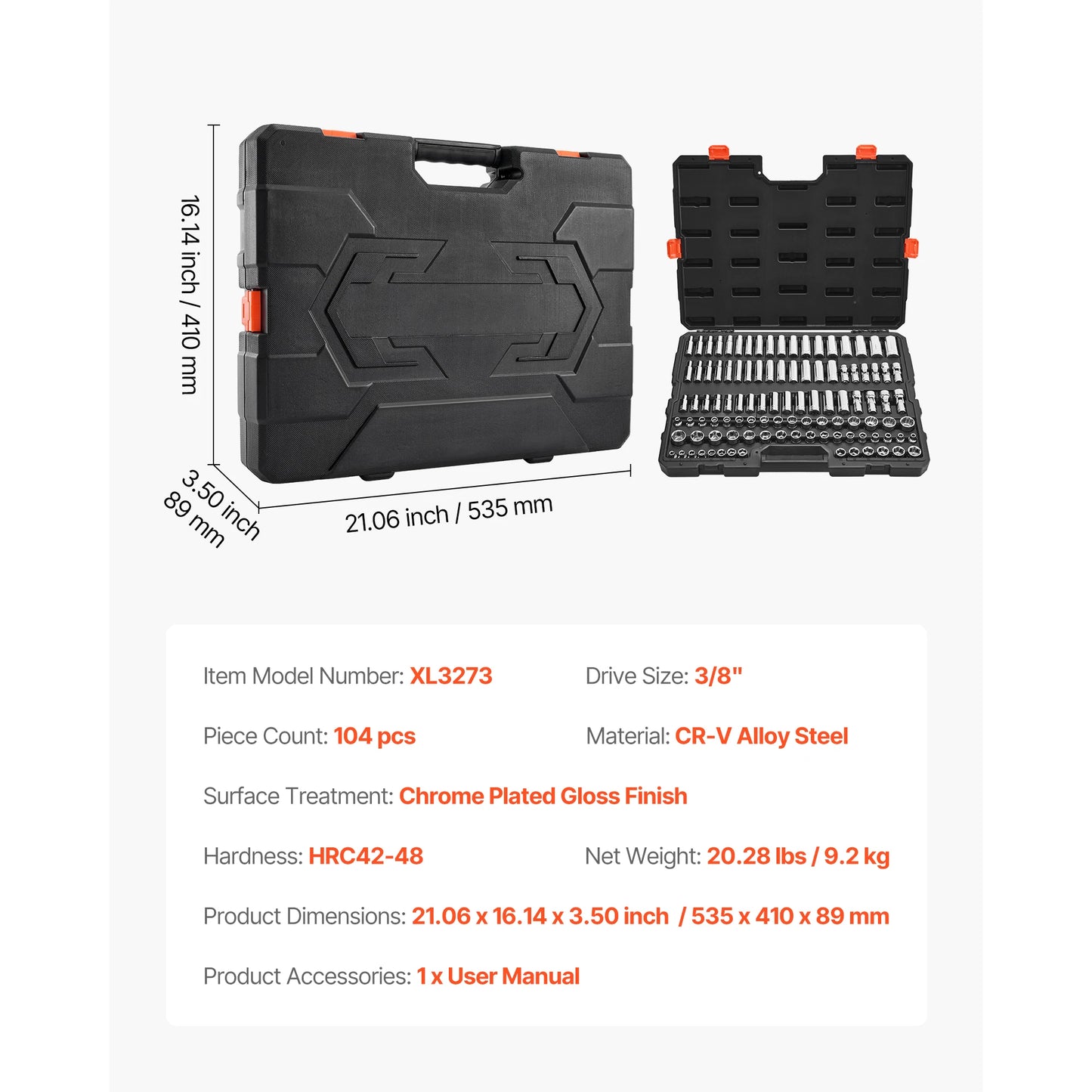 SucceBuy 86 Piece Socket Set Ratchet Mechanic Tool Kit