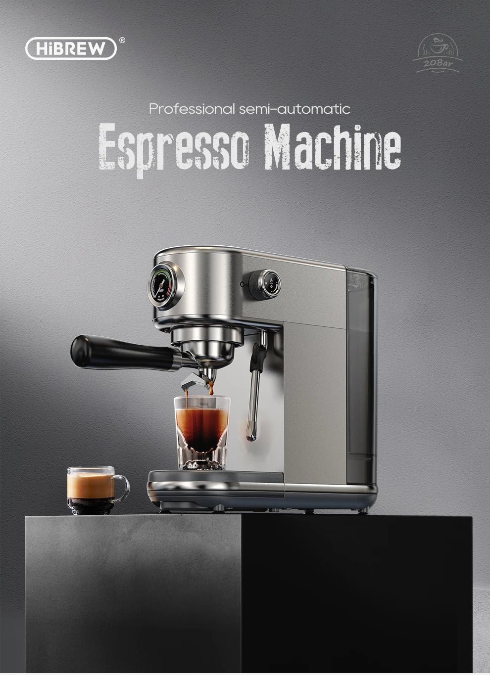 HiBREW H10B 20 Bar Semi Automatic Espresso Machine With Adjustable Temperature