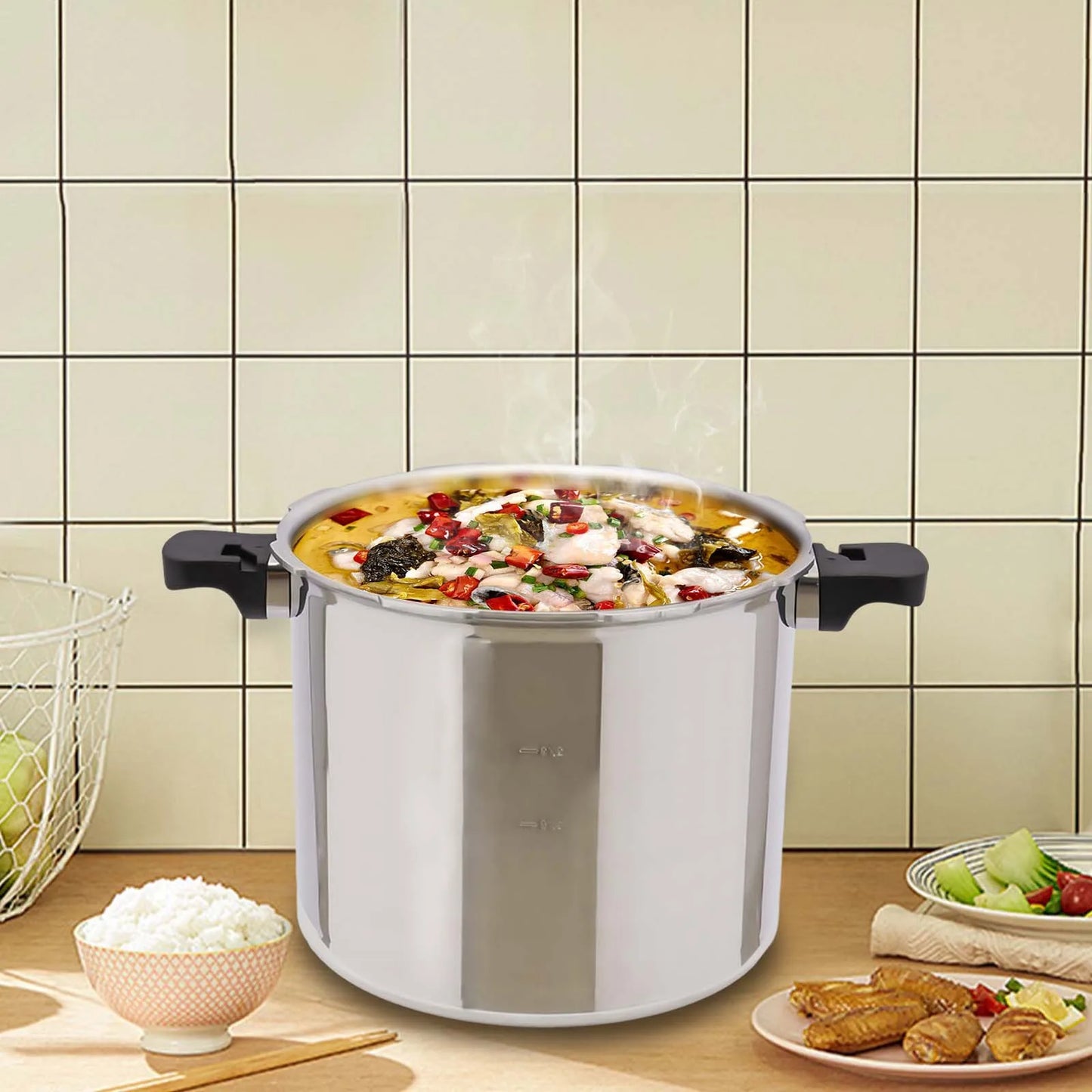 Bymaocar Aluminium Pressure Canner With Gauge And Valve