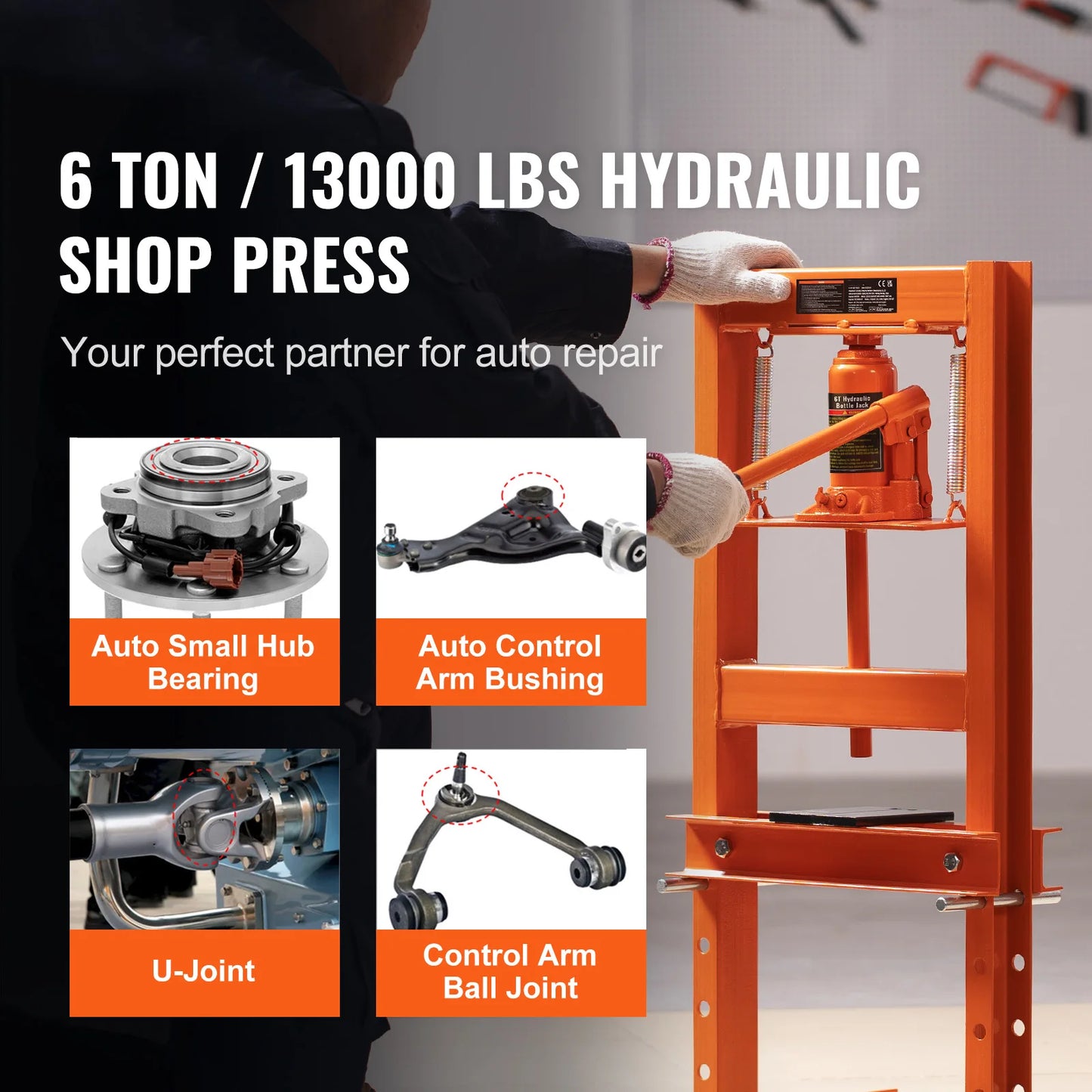 SucceBuy Hydraulic Shop Press H Frame With Press Plates