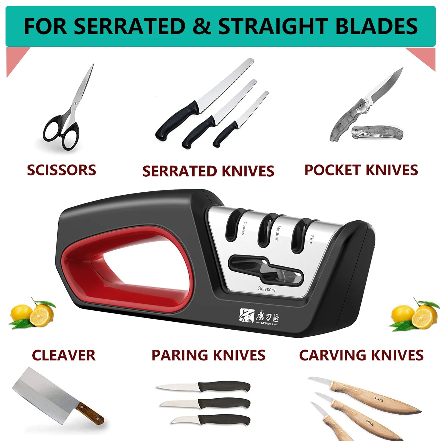 TAIDEA Four-in-One Kitchen Sharpener for Serrated Knives and Scissors