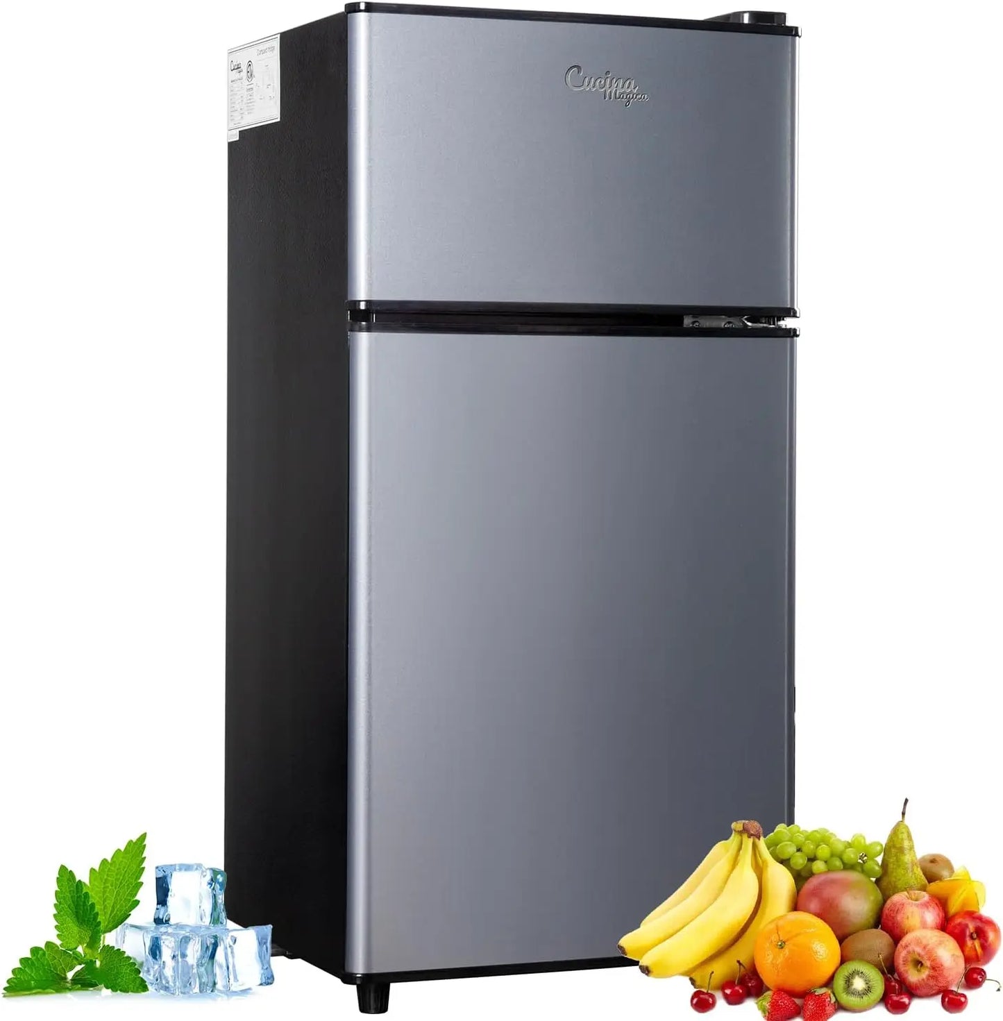Krib Bling Mini Fridge With Freezer Energy Efficient Dual Doors