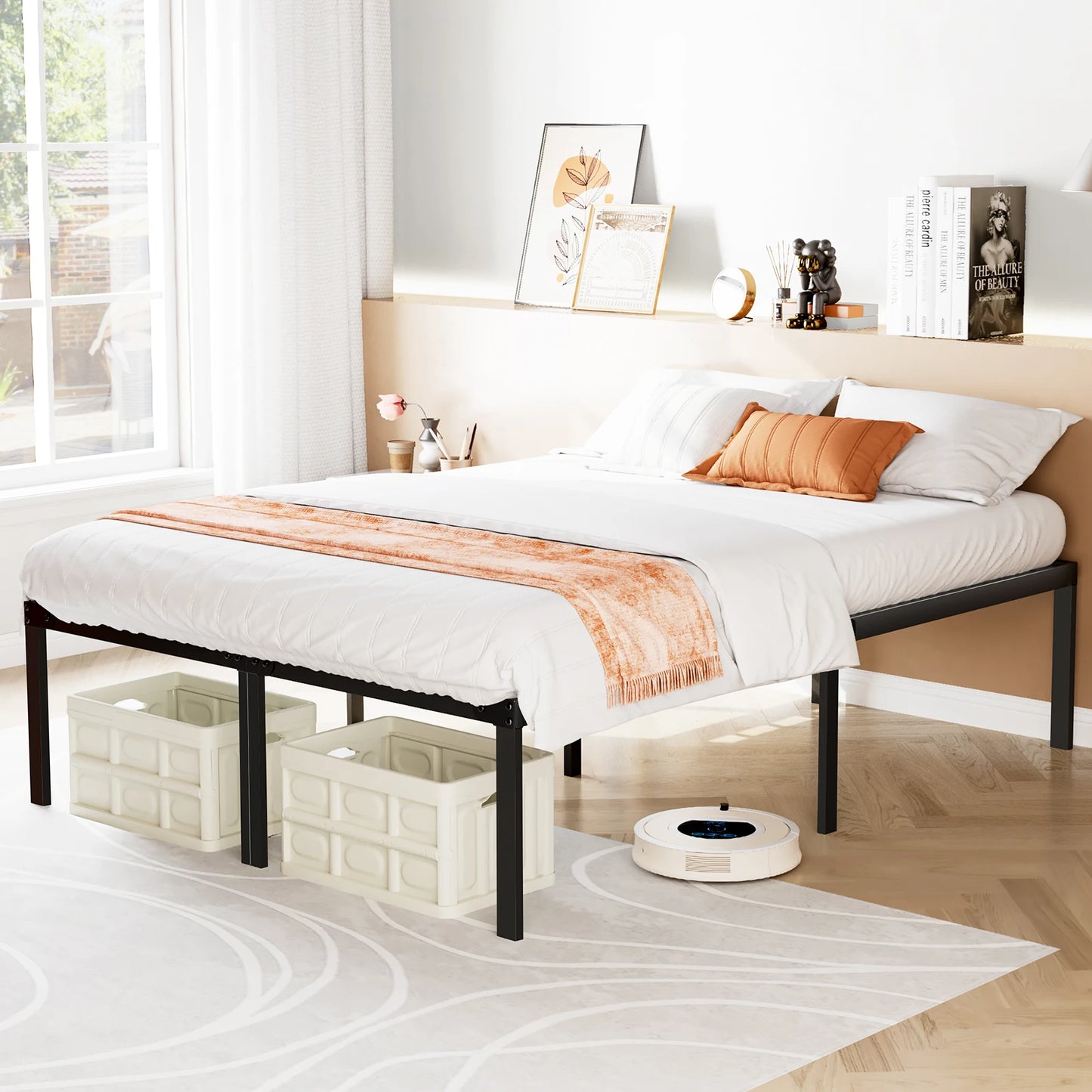 JHK Steel Bed Frame With Slat Support