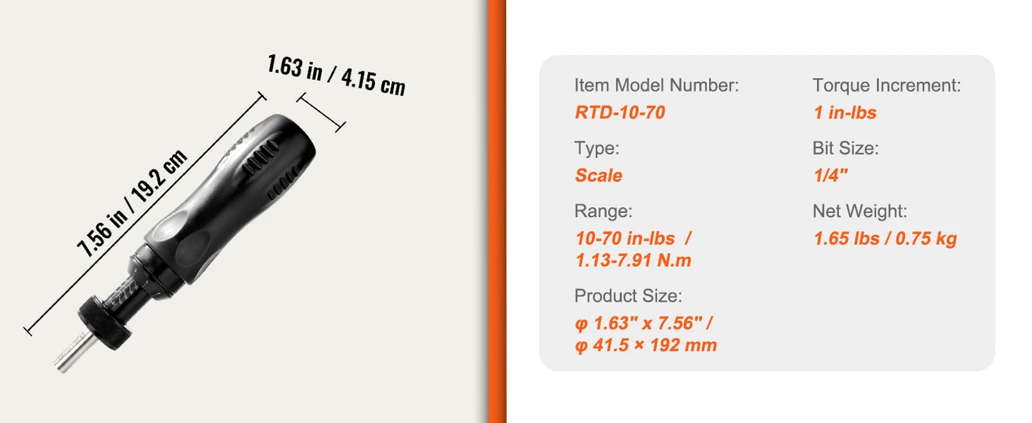SucceBuy Torque Screwdriver With Scale 10-70 In-Lbs
