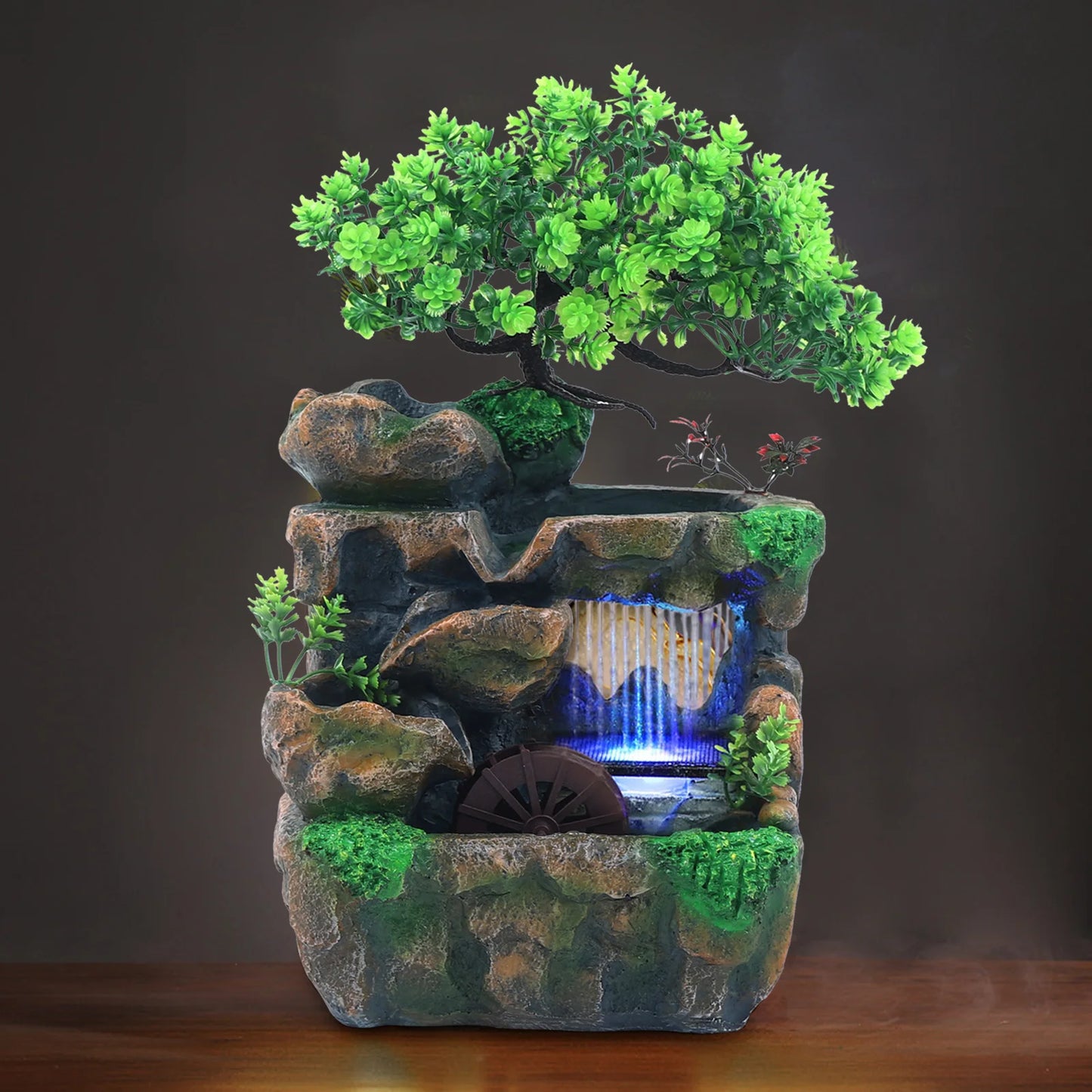 Indoor Fountain Waterfall Decor With LED Lighting For Zen Meditation