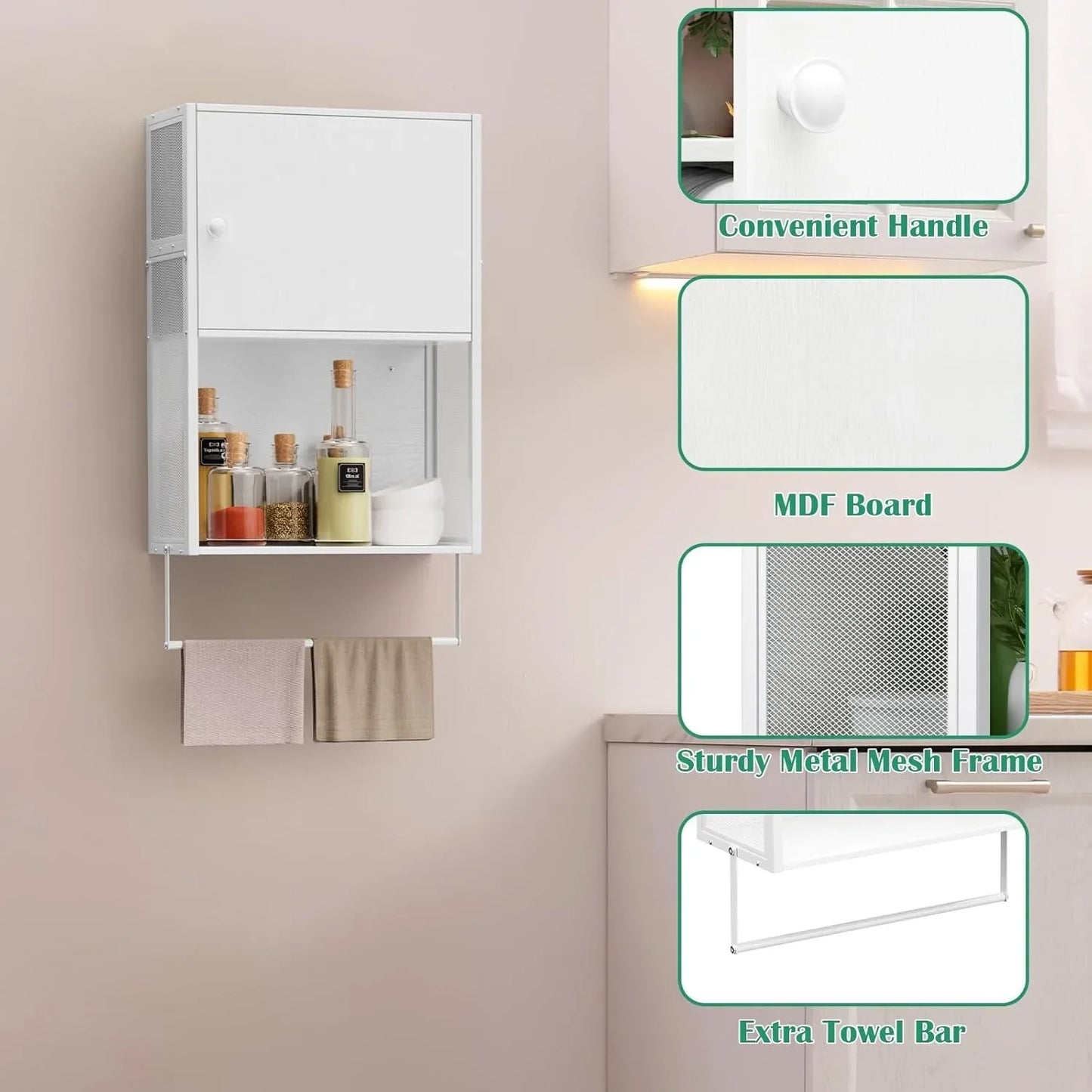 Over Toilet Bathroom Cabinet With Towel Bar And Shelves