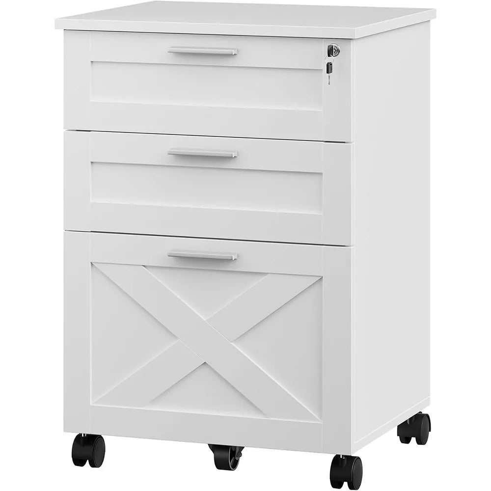 HiMISS 3-Drawer Rolling File Cabinet With Lock For Office