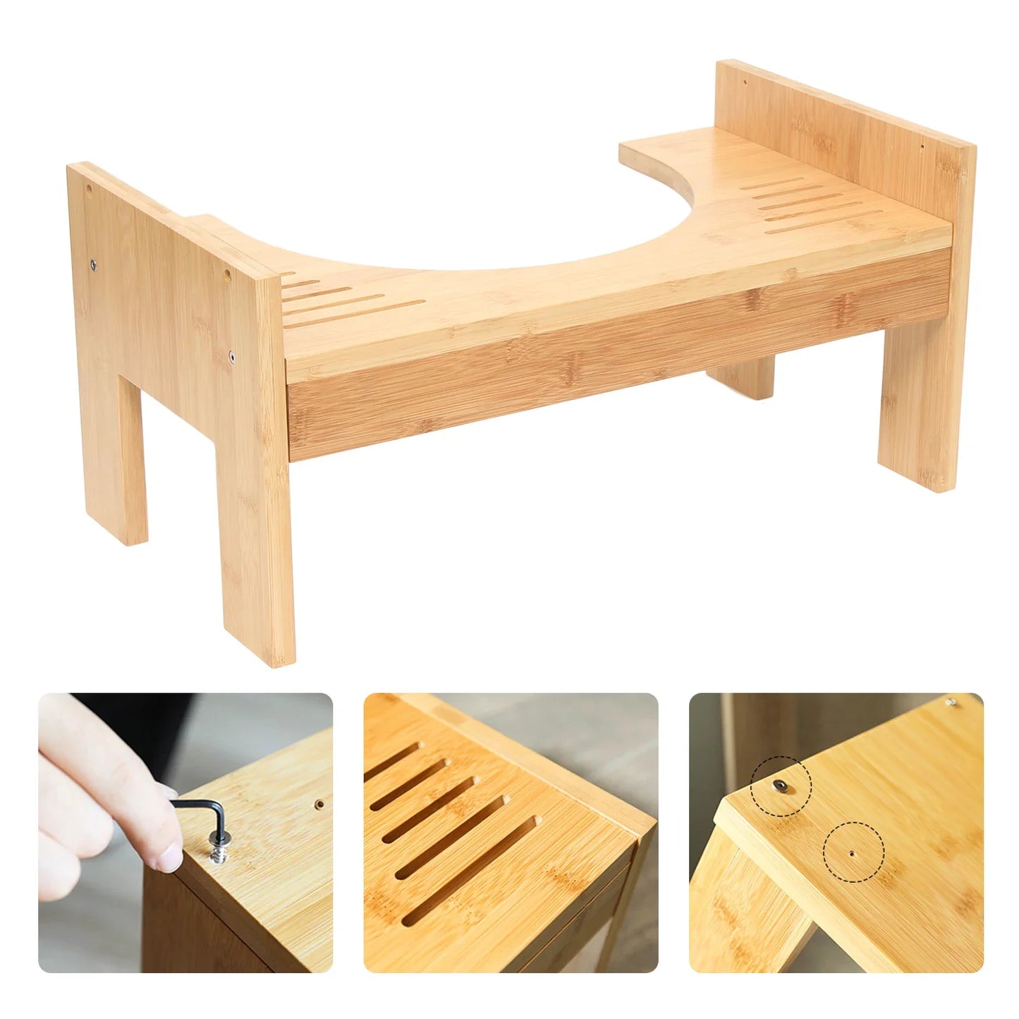 Bamboo Adjustable Toilet Stool Squatty Step For Comfortable Posture