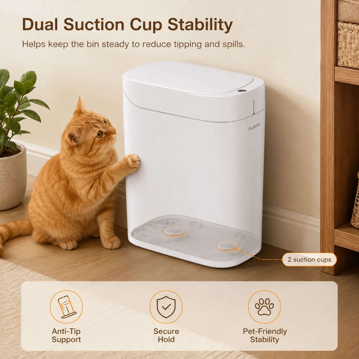 Joybos Auto-Lining Touchless Trash Can With Free Drawstring Bags