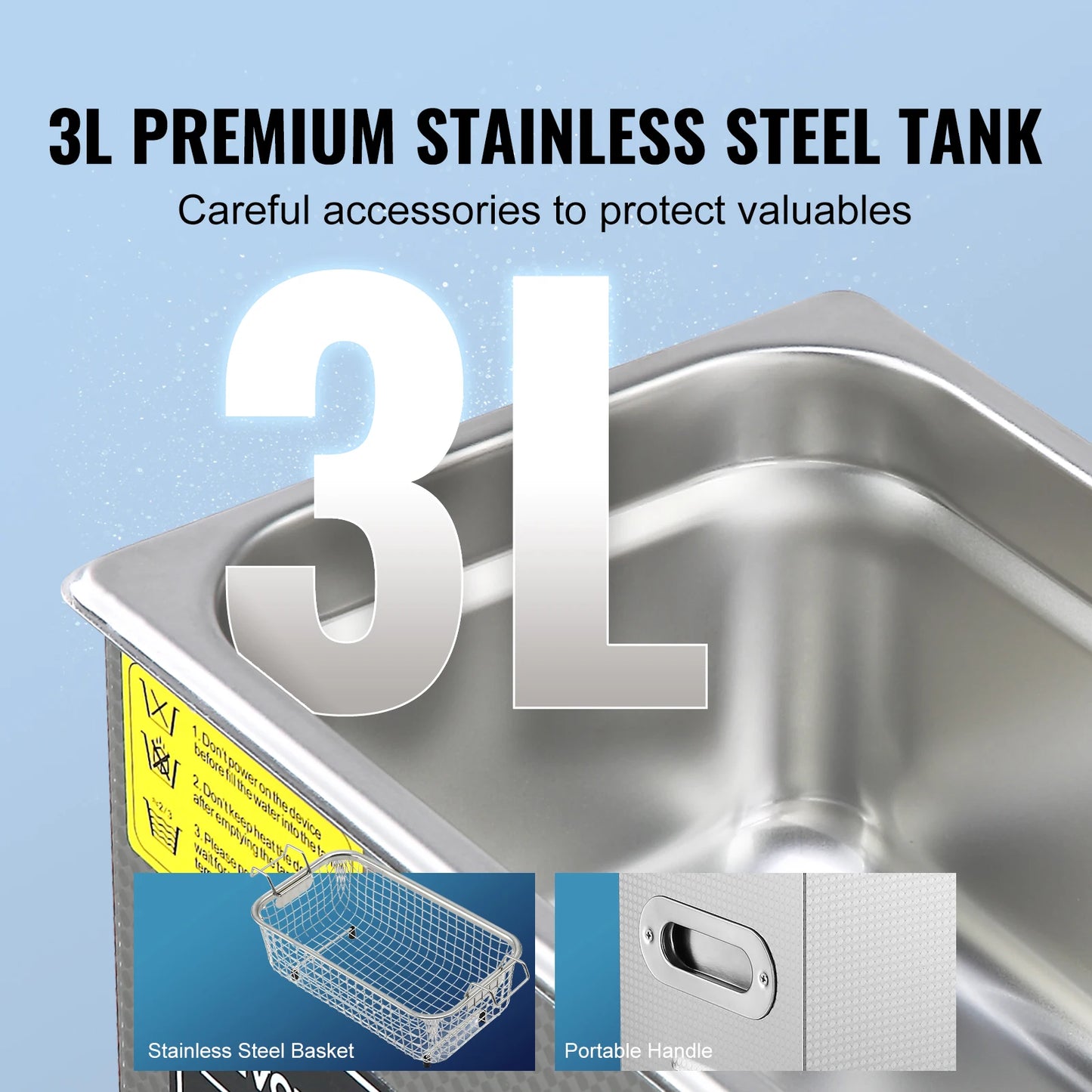 SucceBuy Ultrasonic Cleaner Portable Stainless Steel Home Appliance