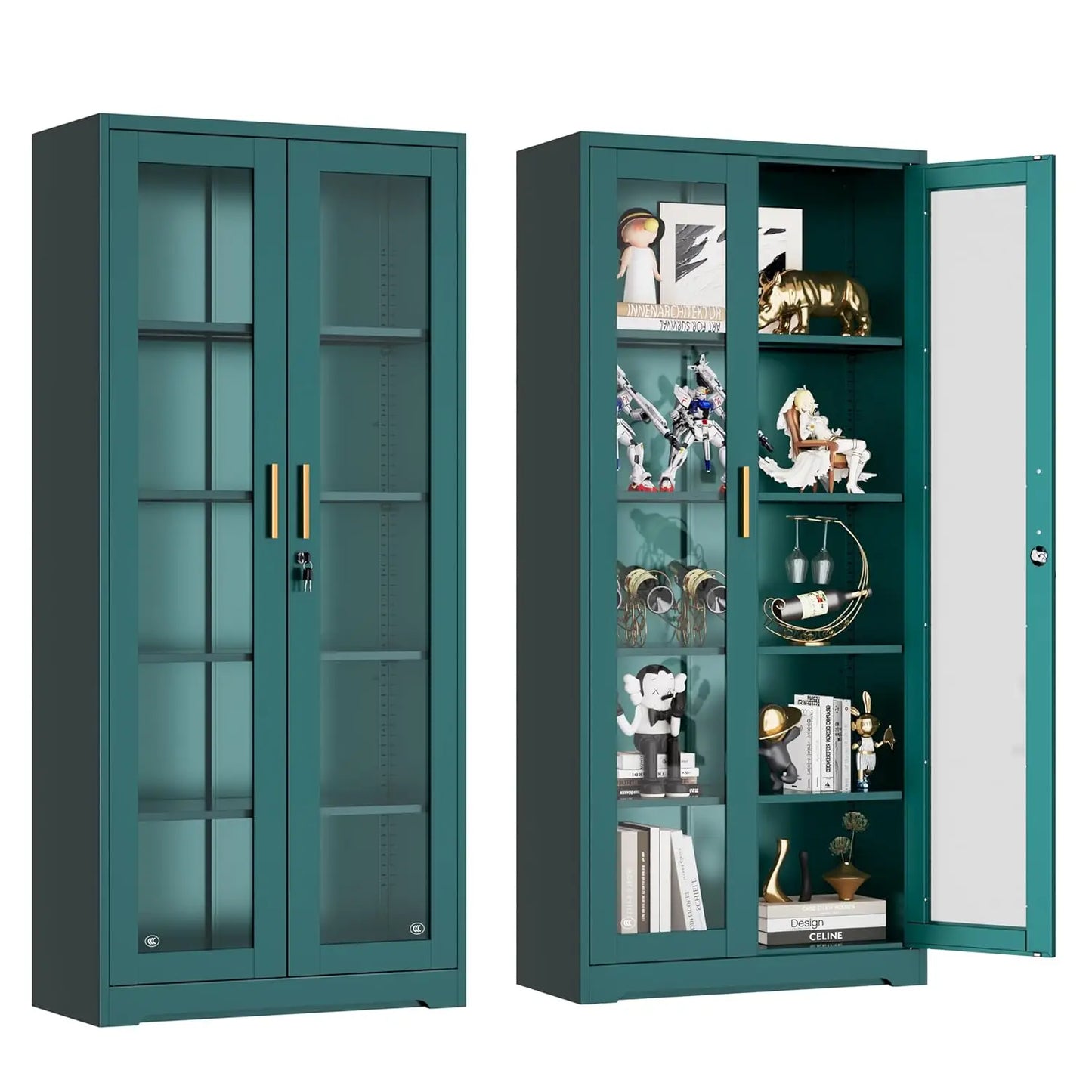 ZHILU Lockable Glass Door Display Cabinet With Adjustable Shelves