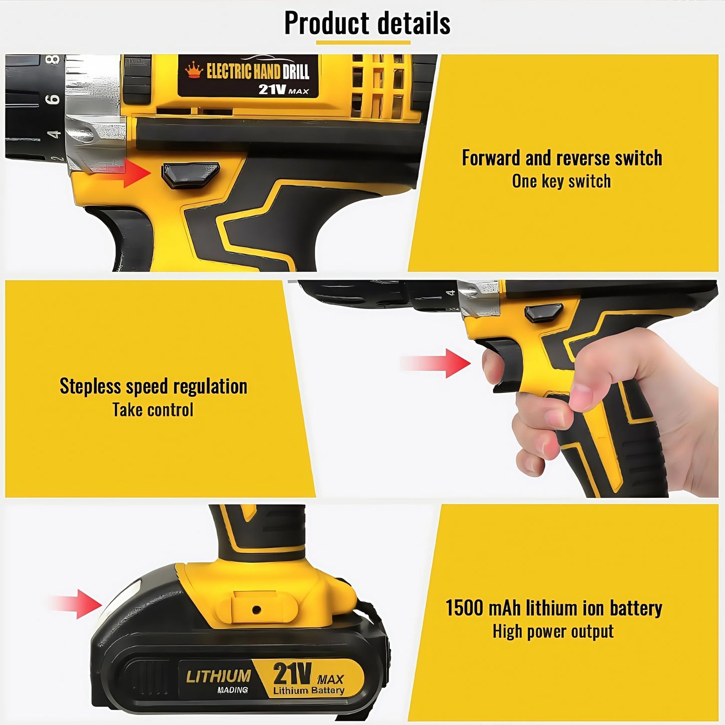 Cordless 21V Drill And Screwdriver Combo Kit For DIY
