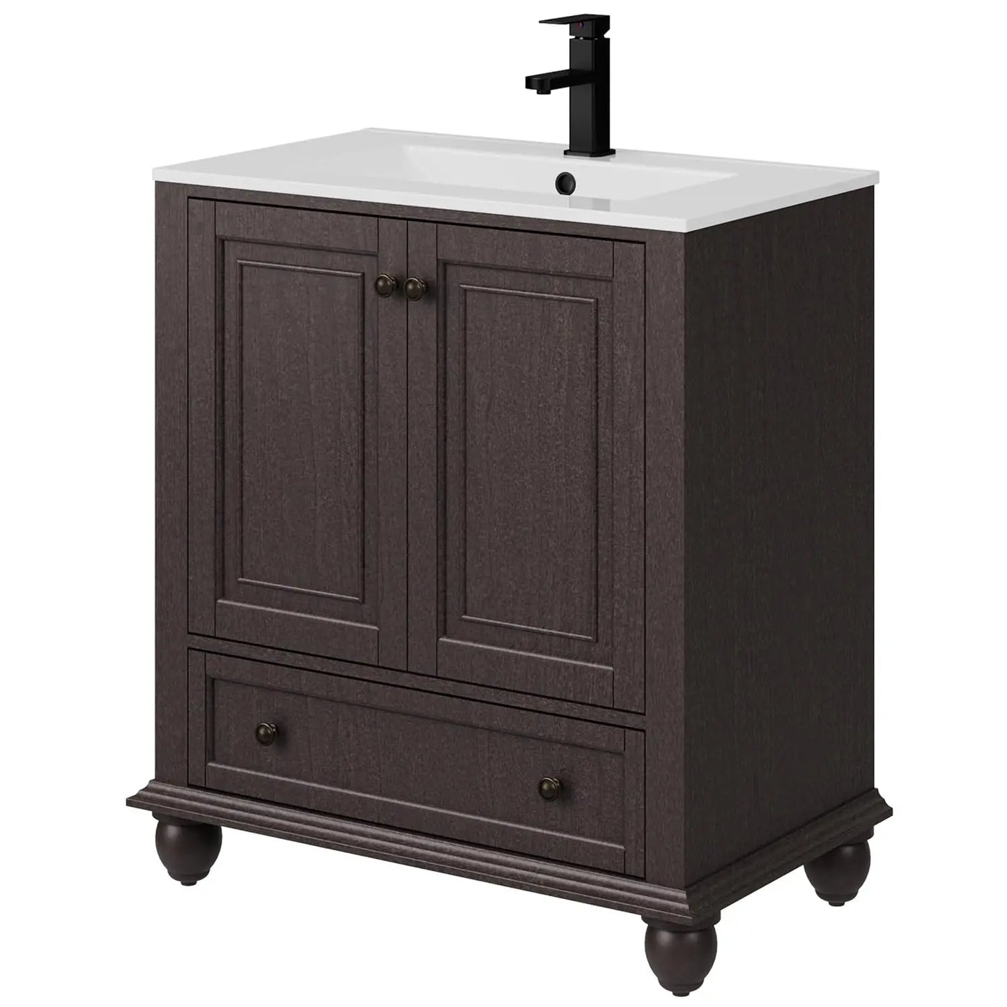 Bathroom Vanity And Sink Combo With Retro Painted Cabinet Matte Faucet