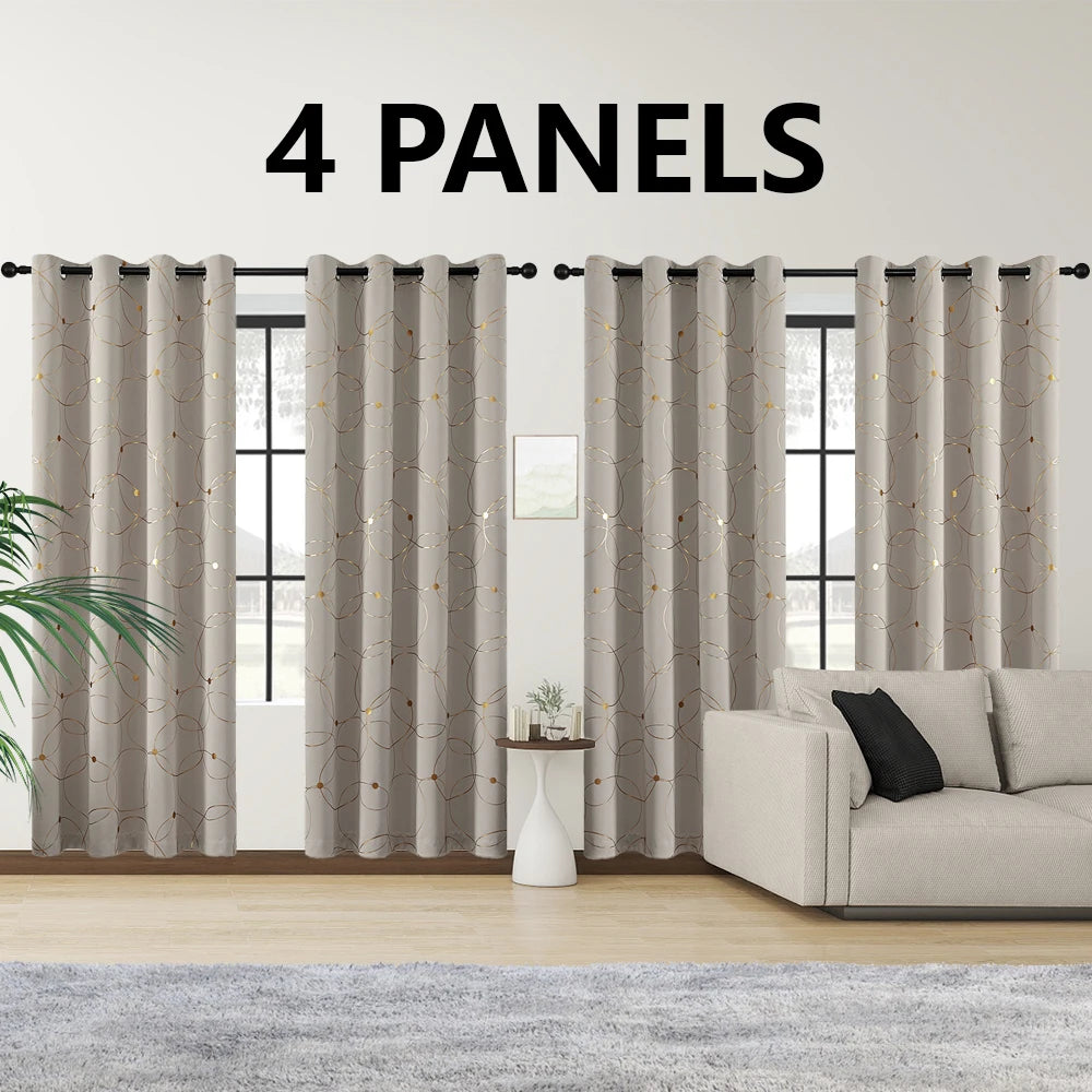 Blackout Curtains Grommet Thermal Insulated 4 Piece Set