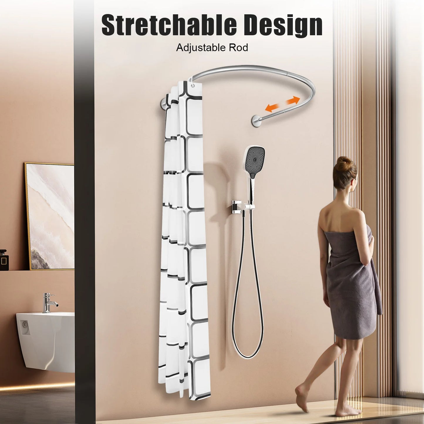No Drilling L Shape Shower Curtain Rod Curtain Stainless Steel