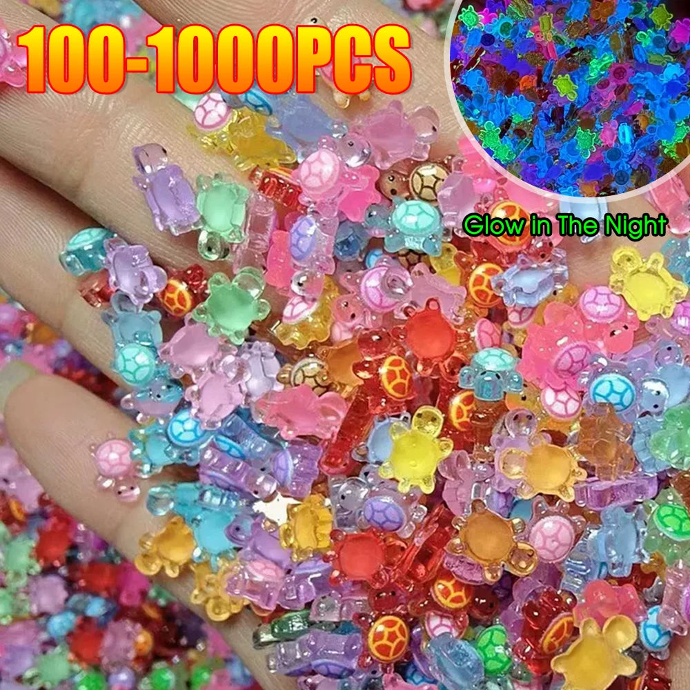 APWIKOGER Mini Resin Turtles Night Glow Figurines For Diorama
