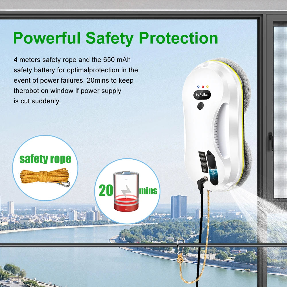 PuRuikai Window Cleaning Robot With Water Spraying and Edge Detection
