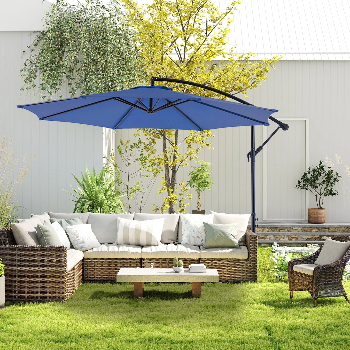 JHK Outdoor Cantilever Patio Umbrella Easy Tilt UV Protection