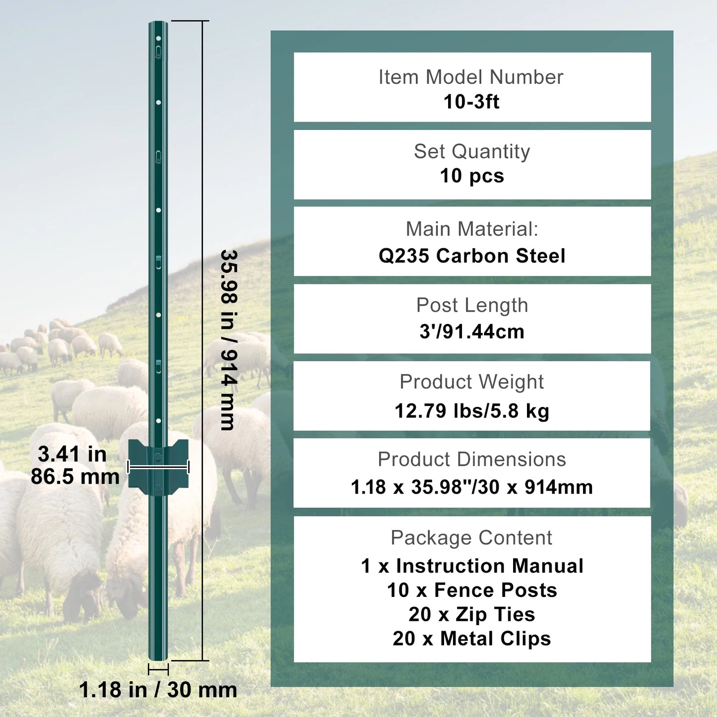 SucceBuy Fence Post T Post Heavy Duty Steel Stakes