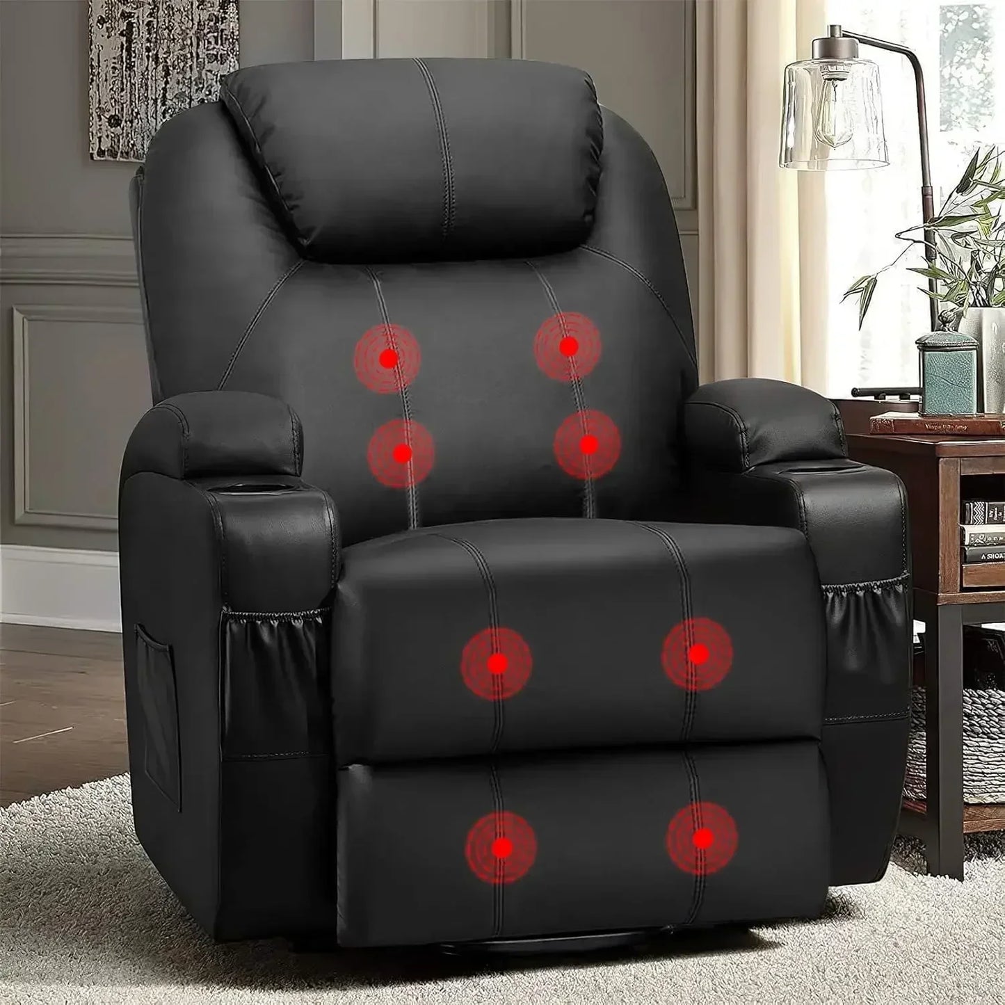 Flamaker Power Lift Recliner Chair PU Leather With Massage