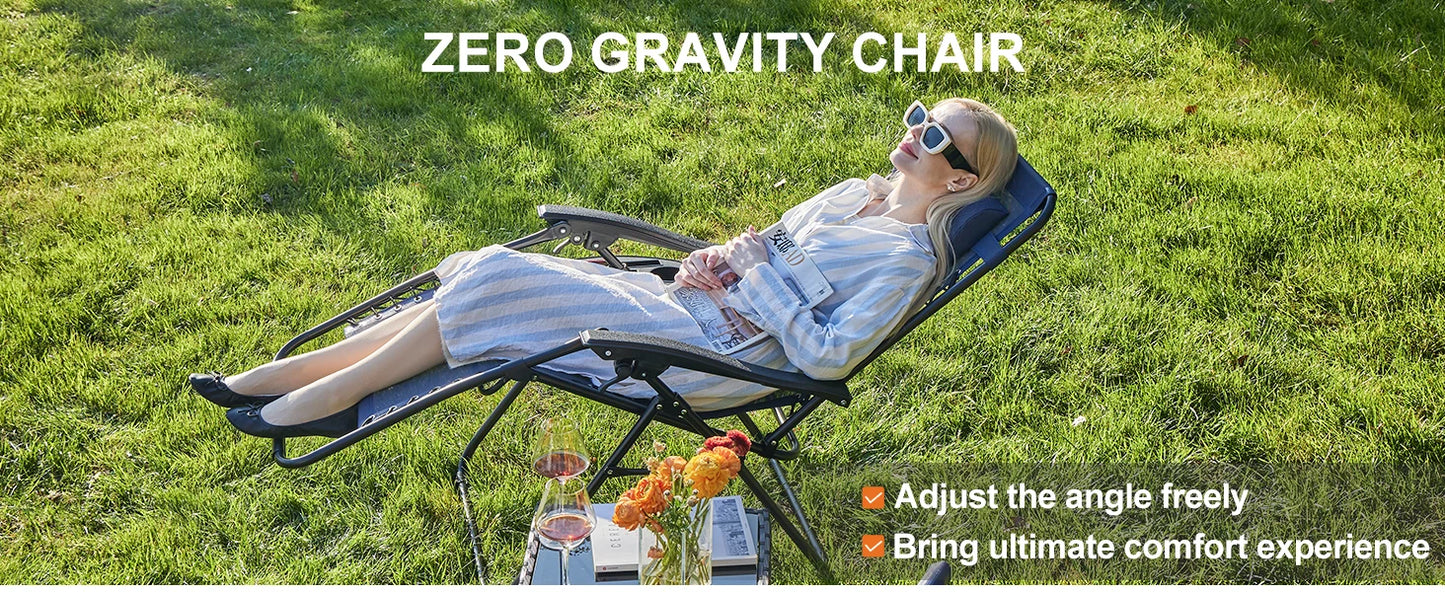 JHK Zero Gravity Portable Recliner With Cup Holder Trays
