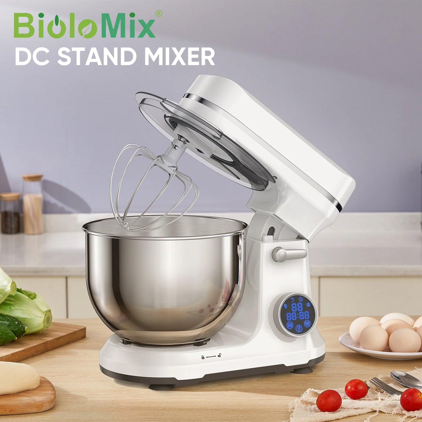 Biolomix 1200W Stand Mixer With 11 Speeds And OLED Screen