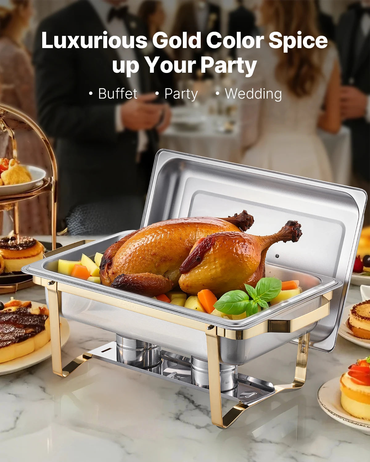 SucceBuy Stainless Steel Chafing Dish Buffet Set With Pans