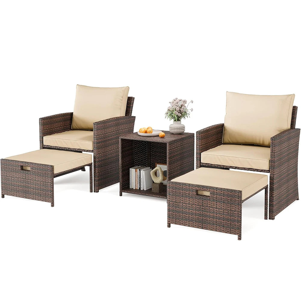 HiMISS 5-Piece All-Weather PE Rattan Patio Set With Cushions