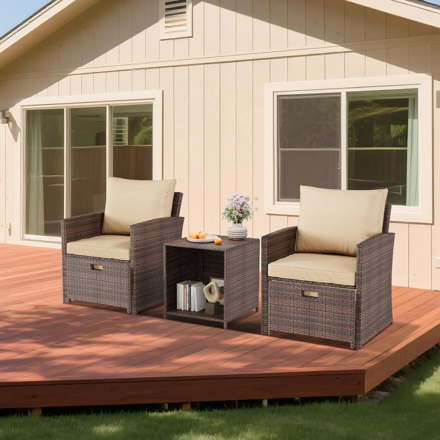HiMISS 5-Piece All-Weather PE Rattan Patio Set With Cushions