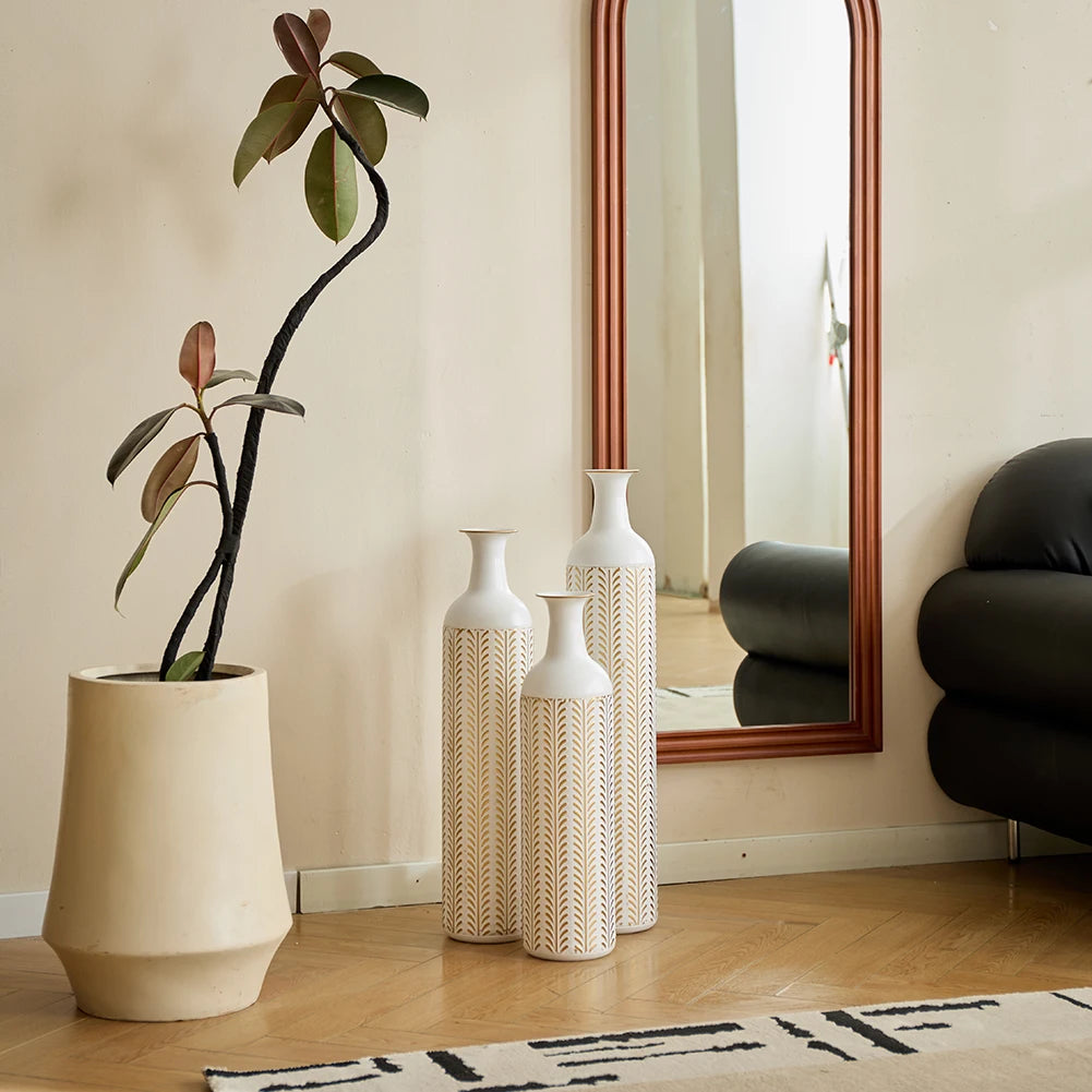 TWISTER.CK Floor Metal Vase Set Modern Drop Shaped Standing Vases