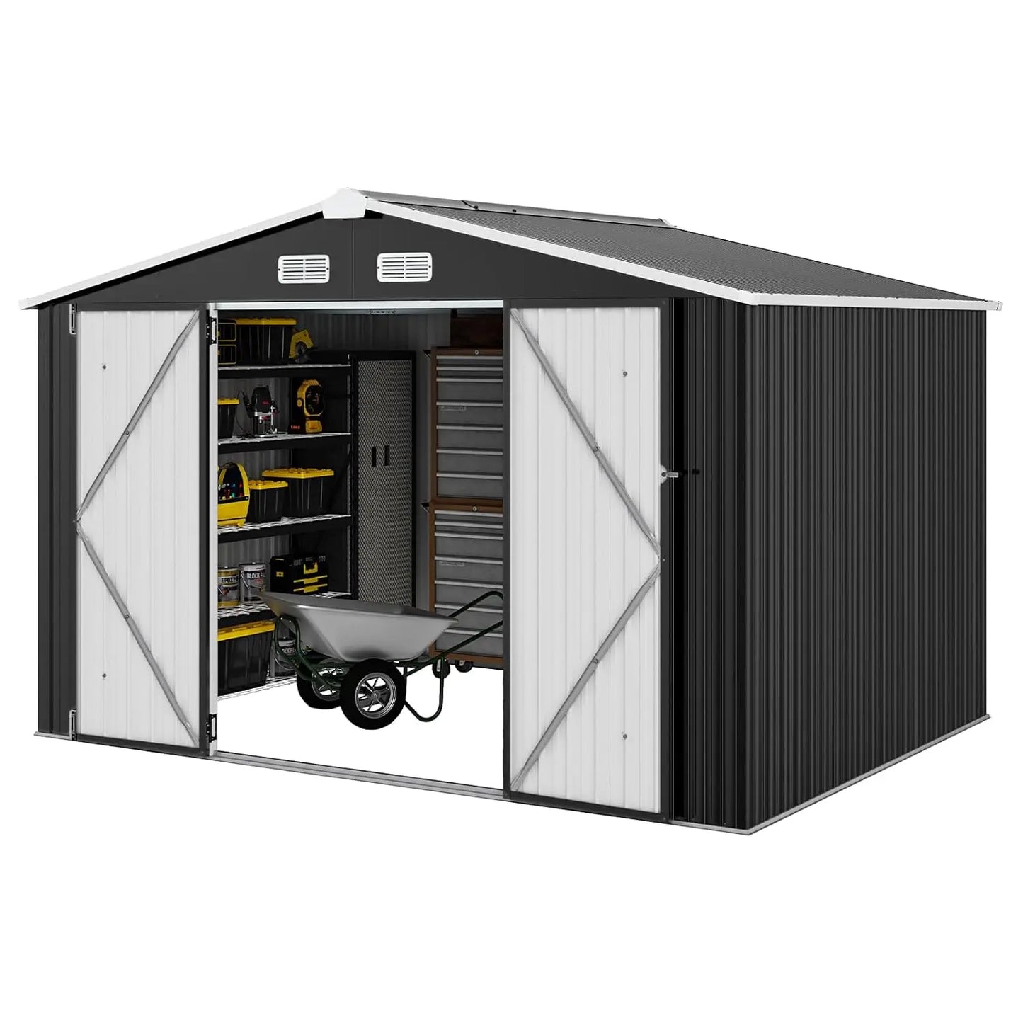 Galvanized Outdoor Storage Shed, Waterproof For Garden Tools